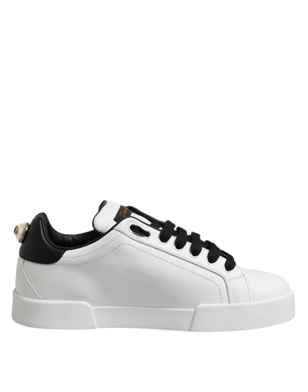 Dolce & Gabbana White Leather Heart Print Sneakers Shoes