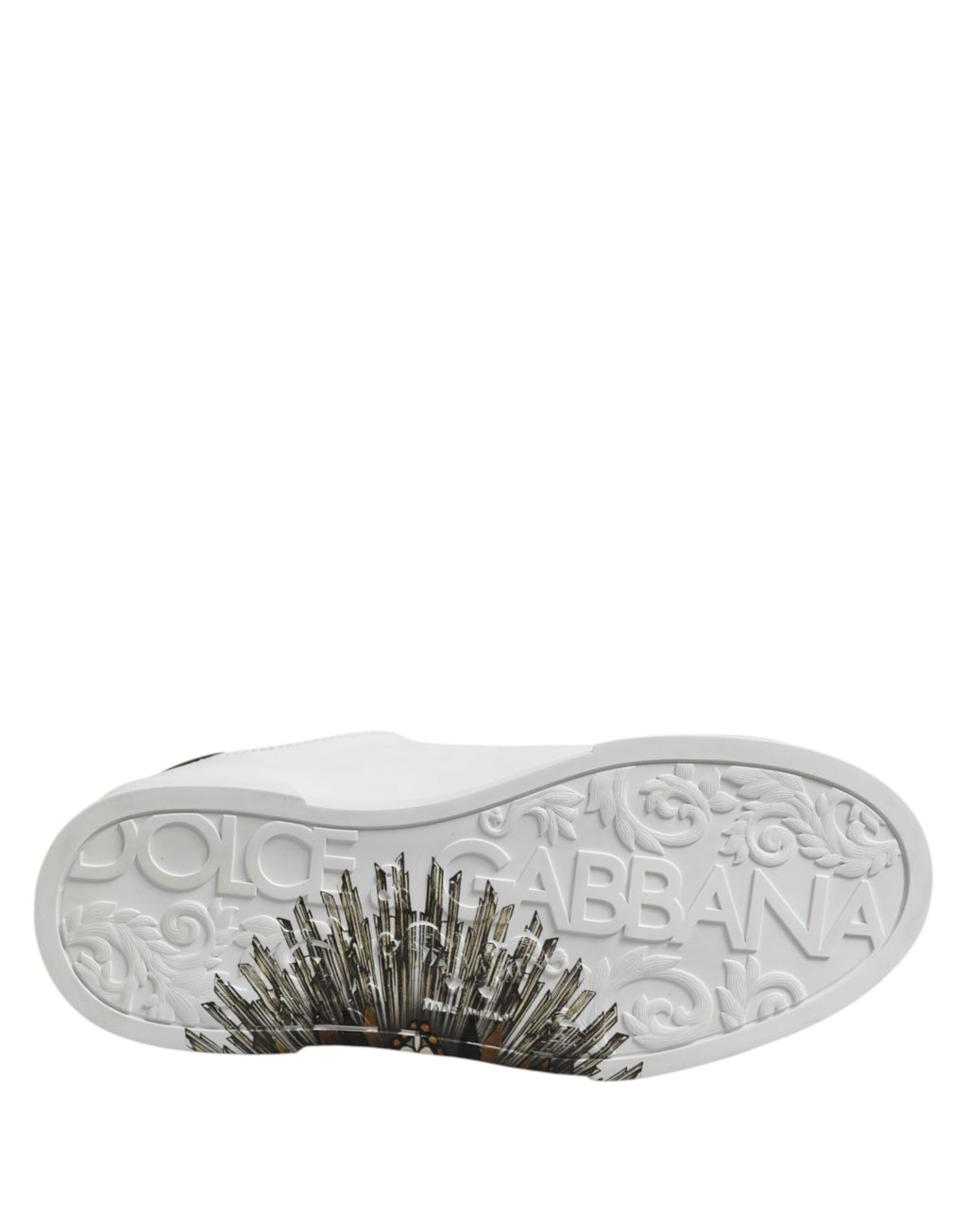 Dolce & Gabbana White Leather Heart Print Sneakers Shoes