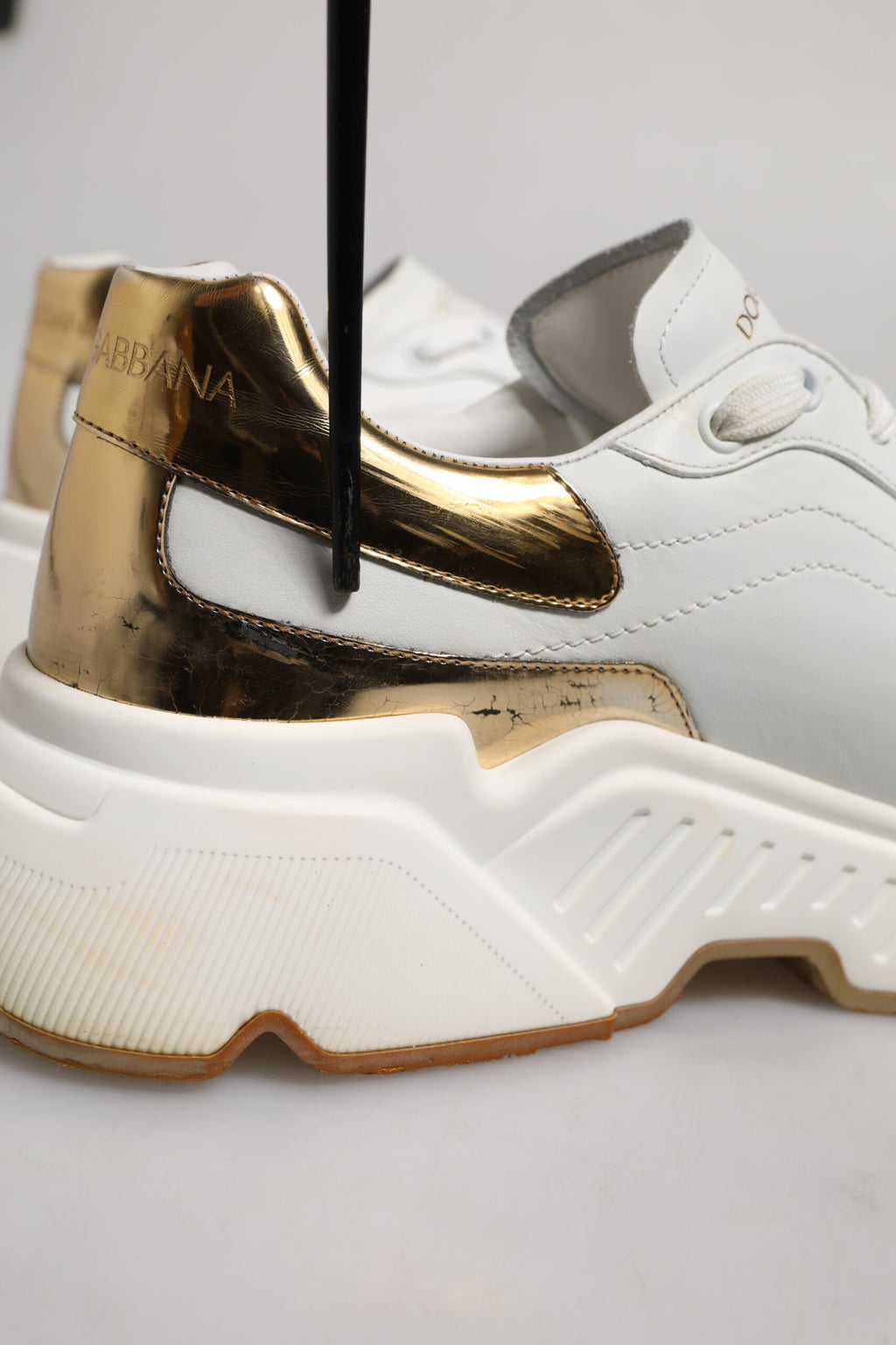 Dolce & Gabbana White Gold Daymaster Low Top Sneakers Shoes