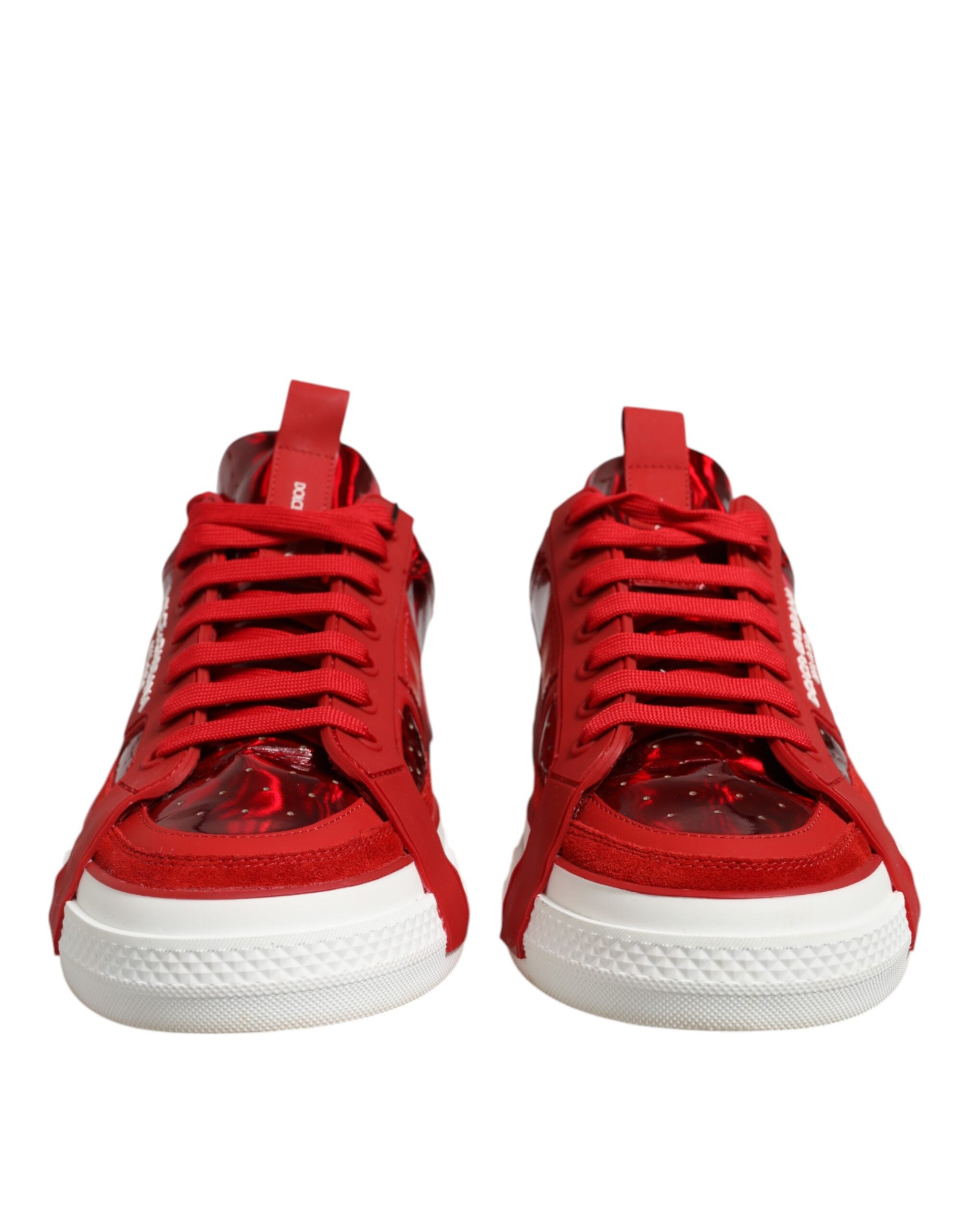 Dolce & Gabbana Red Logo Lace Up Low Top Men Sneakers Shoes