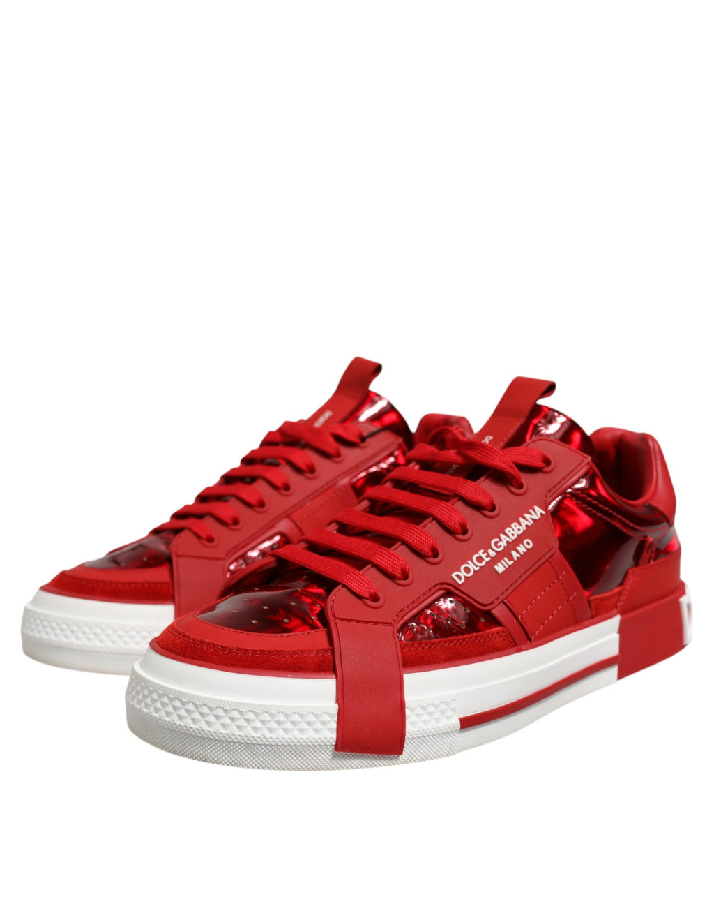 Dolce & Gabbana Red Logo Lace Up Low Top Men Sneakers Shoes