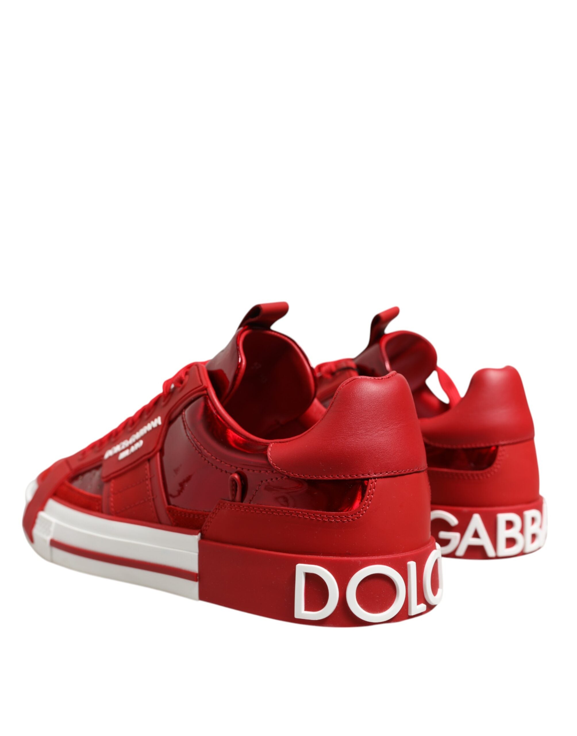 Dolce & Gabbana Red Logo Lace Up Low Top Men Sneakers Shoes