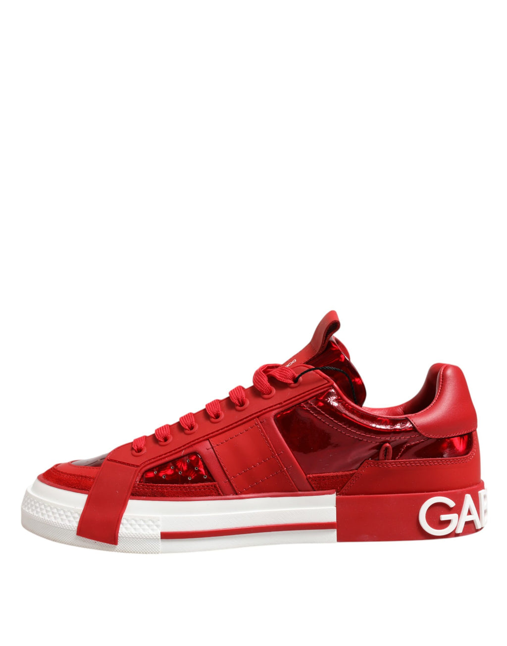 Dolce & Gabbana Red Logo Lace Up Low Top Men Sneakers Shoes