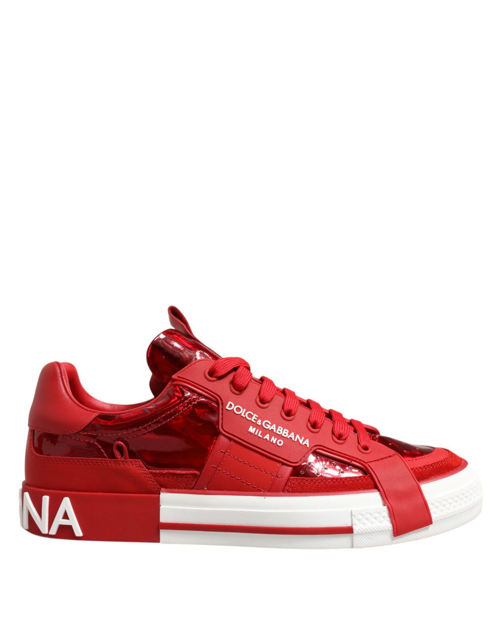 Dolce & Gabbana Red Logo Lace Up Low Top Men Sneakers Shoes