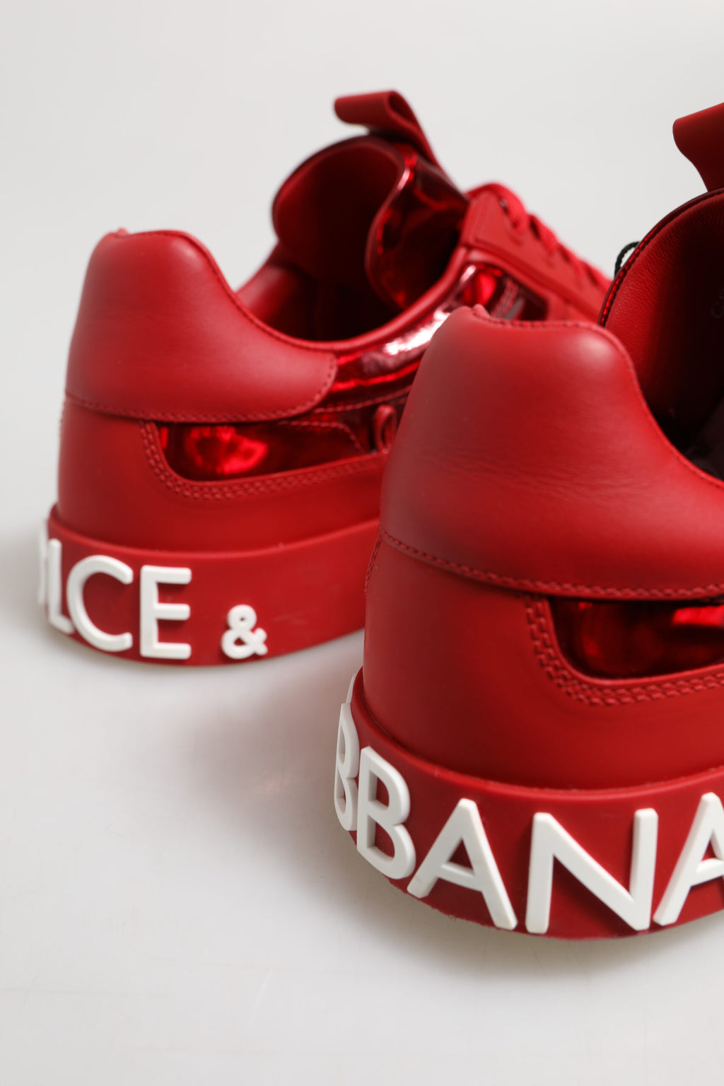 Dolce & Gabbana Red Logo Lace Up Low Top Men Sneakers Shoes