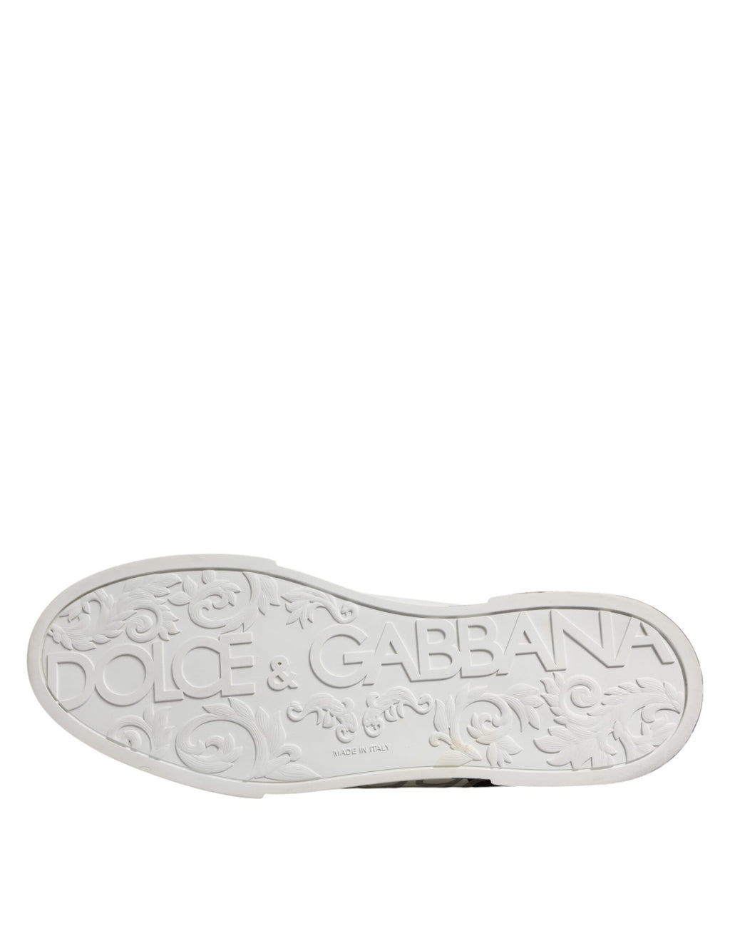 Dolce & Gabbana White Black Logo Low Top Leather Sneakers Shoes