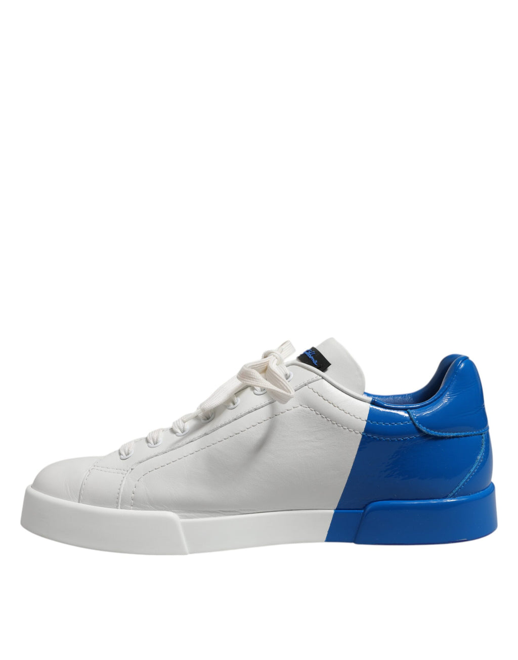 Dolce & Gabbana White Blue Low Top Leather Men Sneakers Shoes