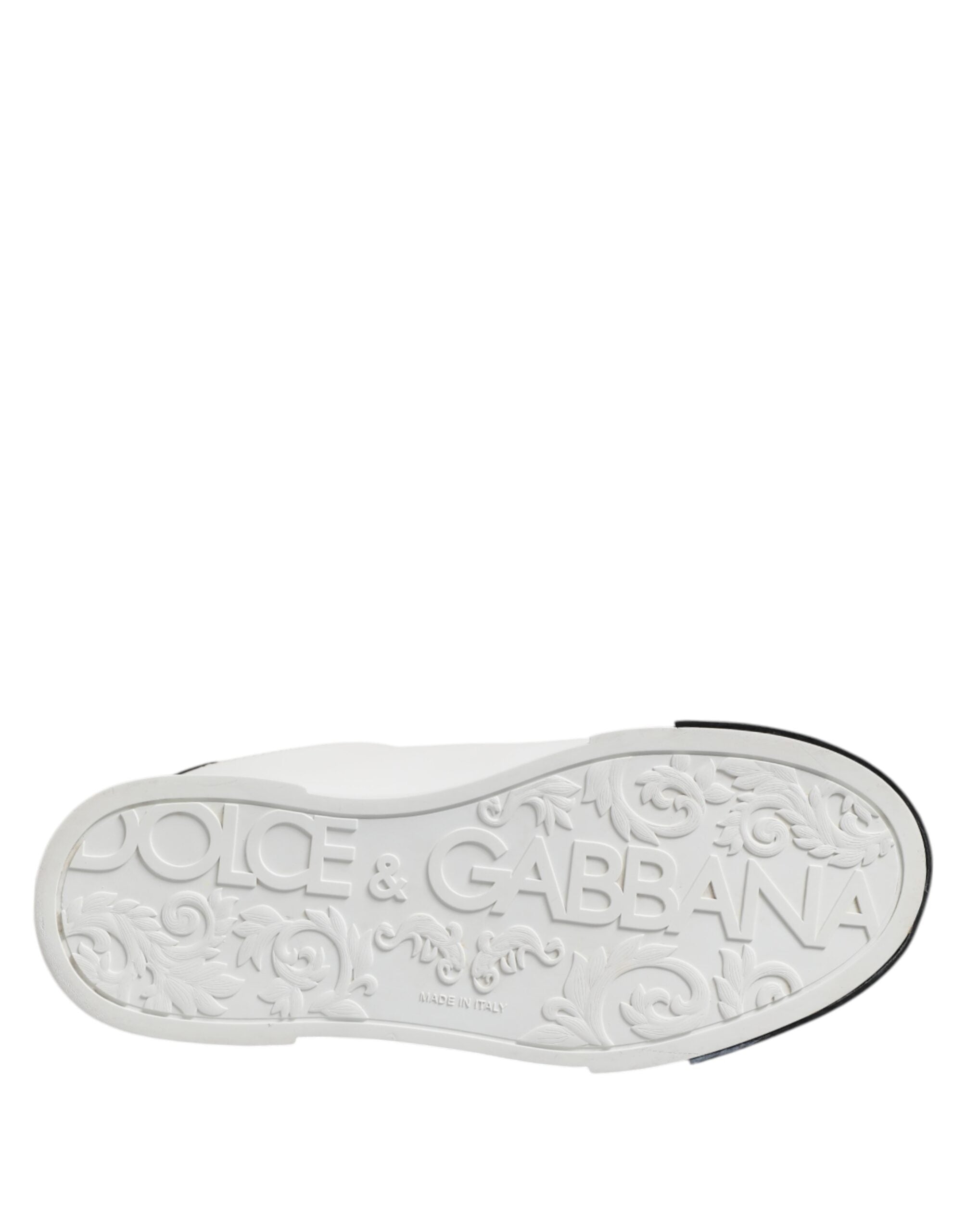 Dolce & Gabbana White Black Leather Lace Up Sneakers Shoes