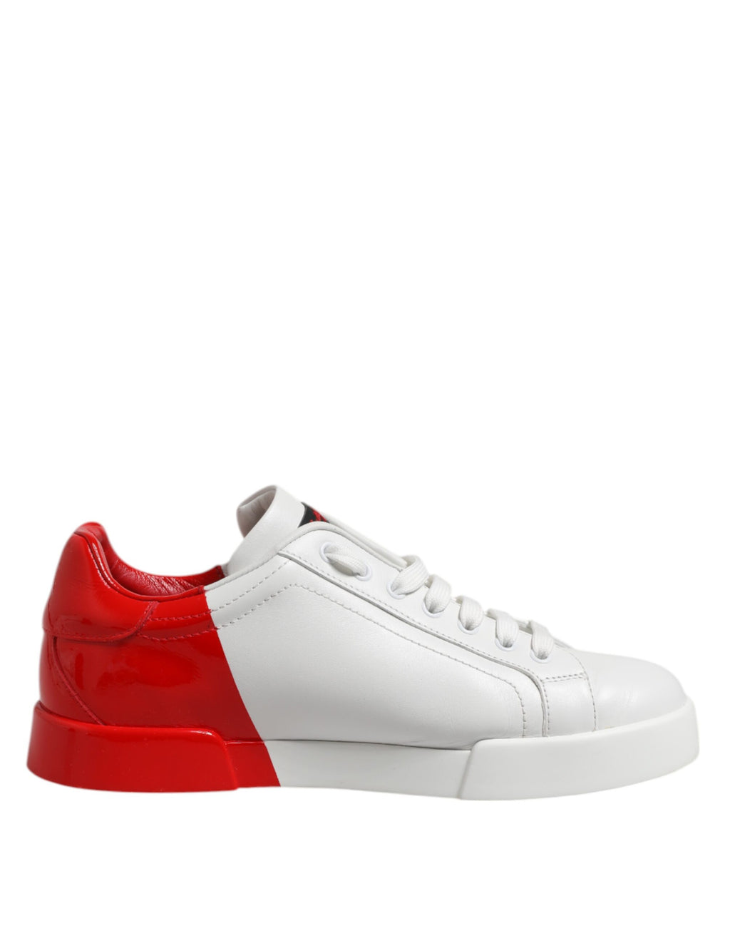 Dolce & Gabbana White Red Logo Low Top Leather Sneakers Shoes