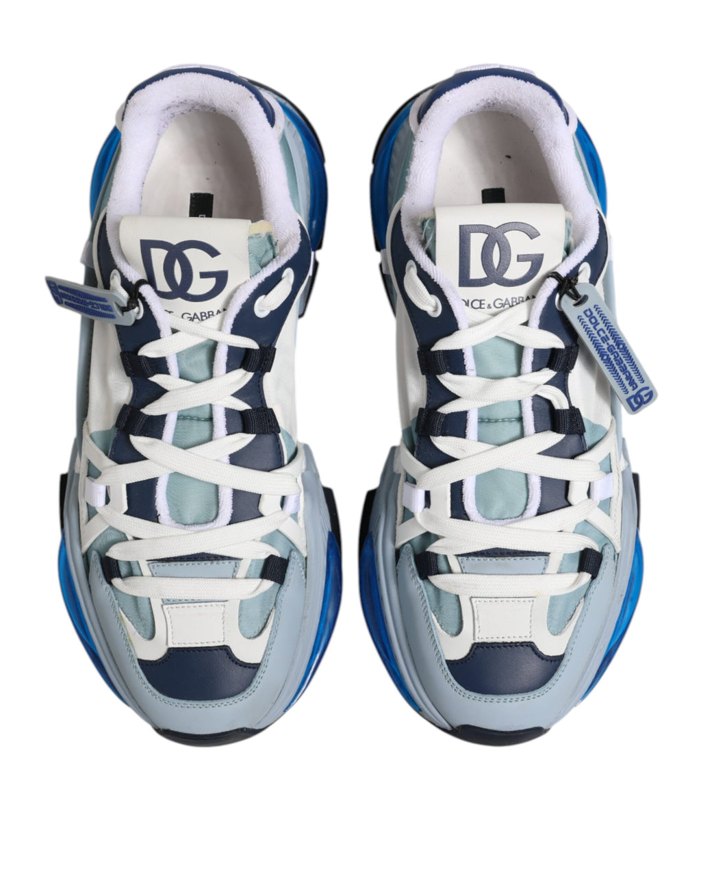 Dolce & Gabbana White Blue Logo Airmaster Men Sneakers Shoes