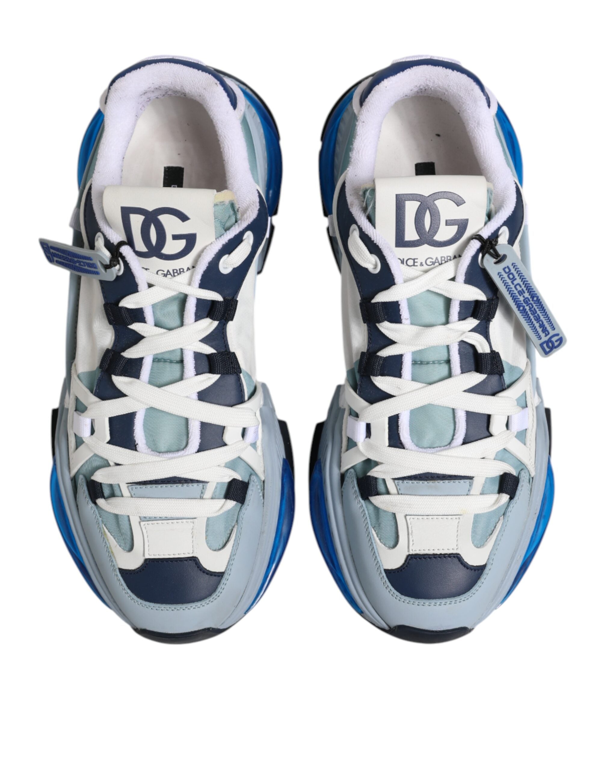 Dolce & Gabbana White Blue Logo Airmaster Men Sneakers Shoes