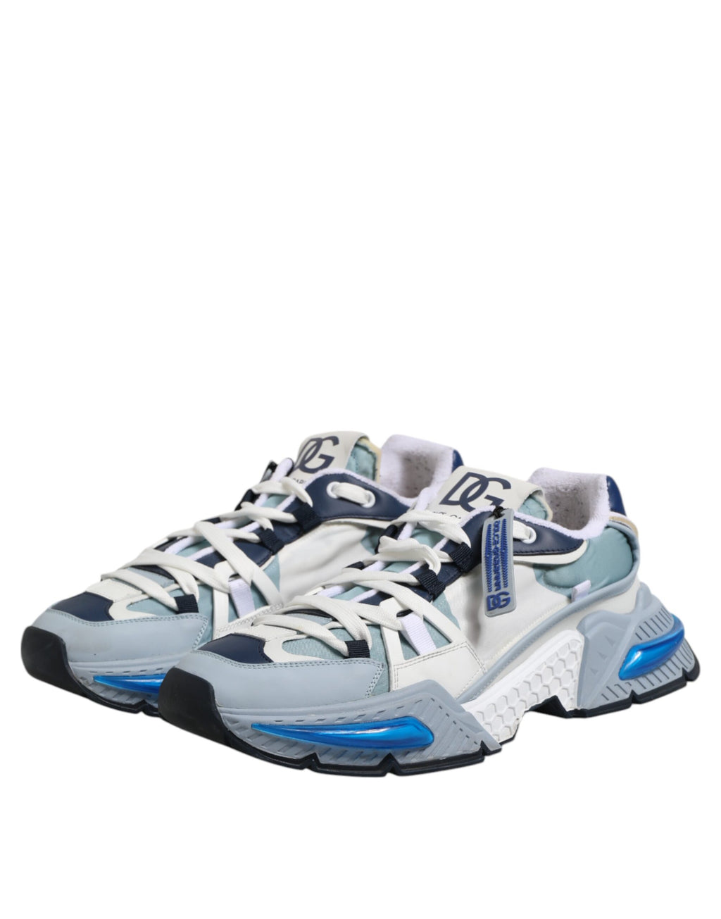 Dolce & Gabbana White Blue Logo Airmaster Men Sneakers Shoes