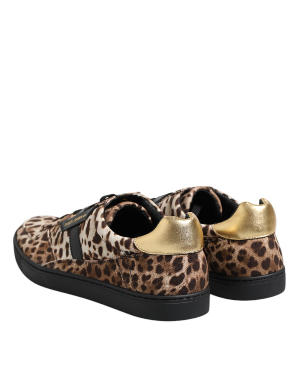 Dolce & Gabbana Brown Leopard Logo Print Cotton Sneakers Shoes