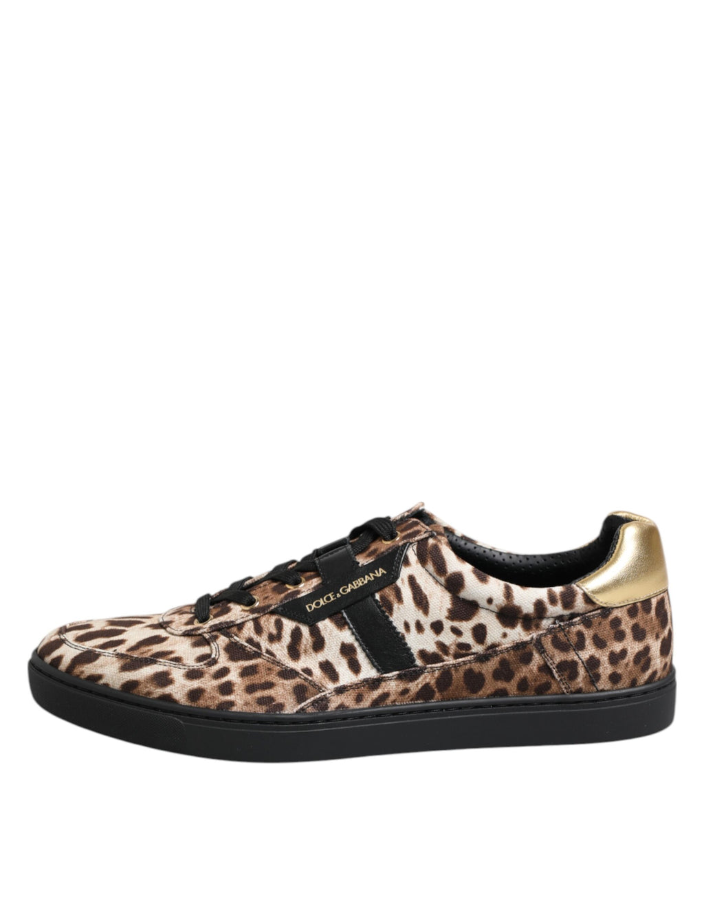 Dolce & Gabbana Brown Leopard Logo Print Cotton Sneakers Shoes