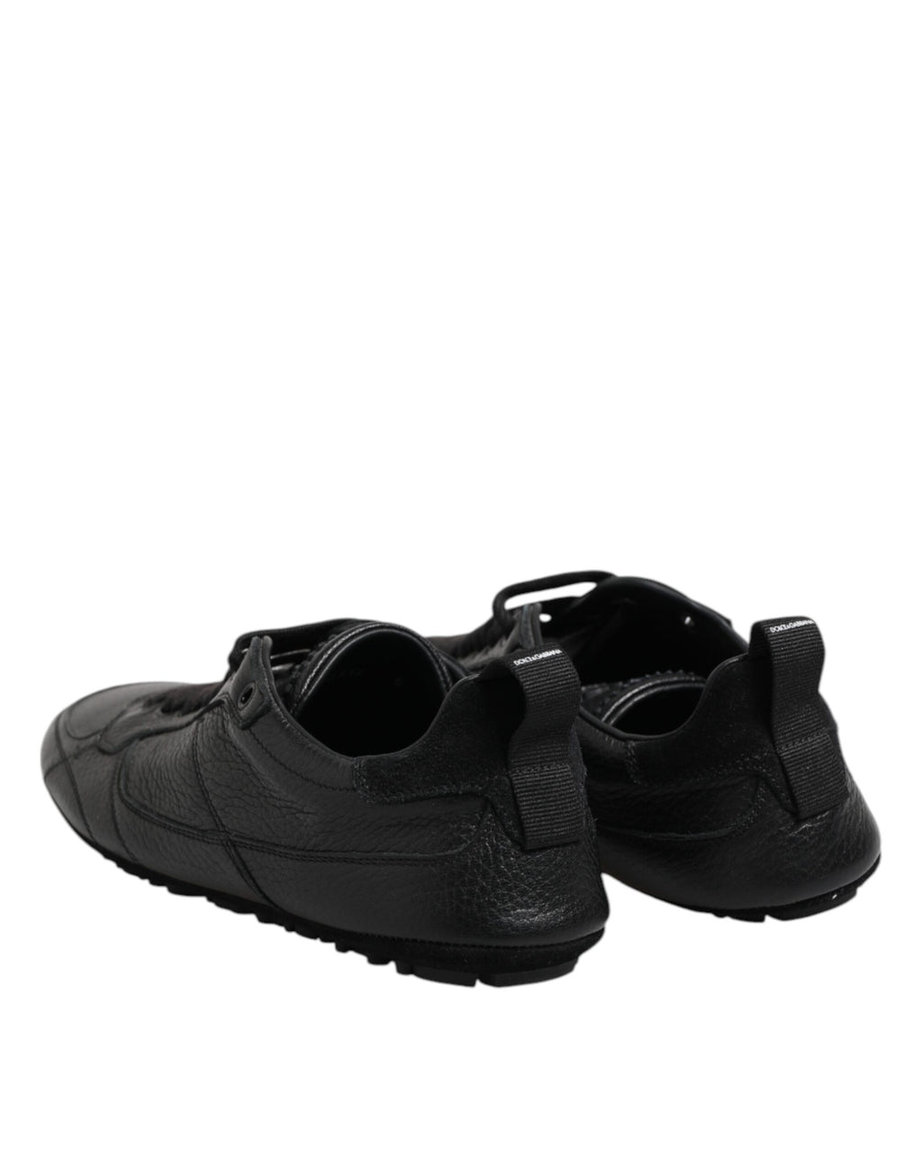 Dolce & Gabbana Black Leather Lace Up Low Top Sneakers Shoes