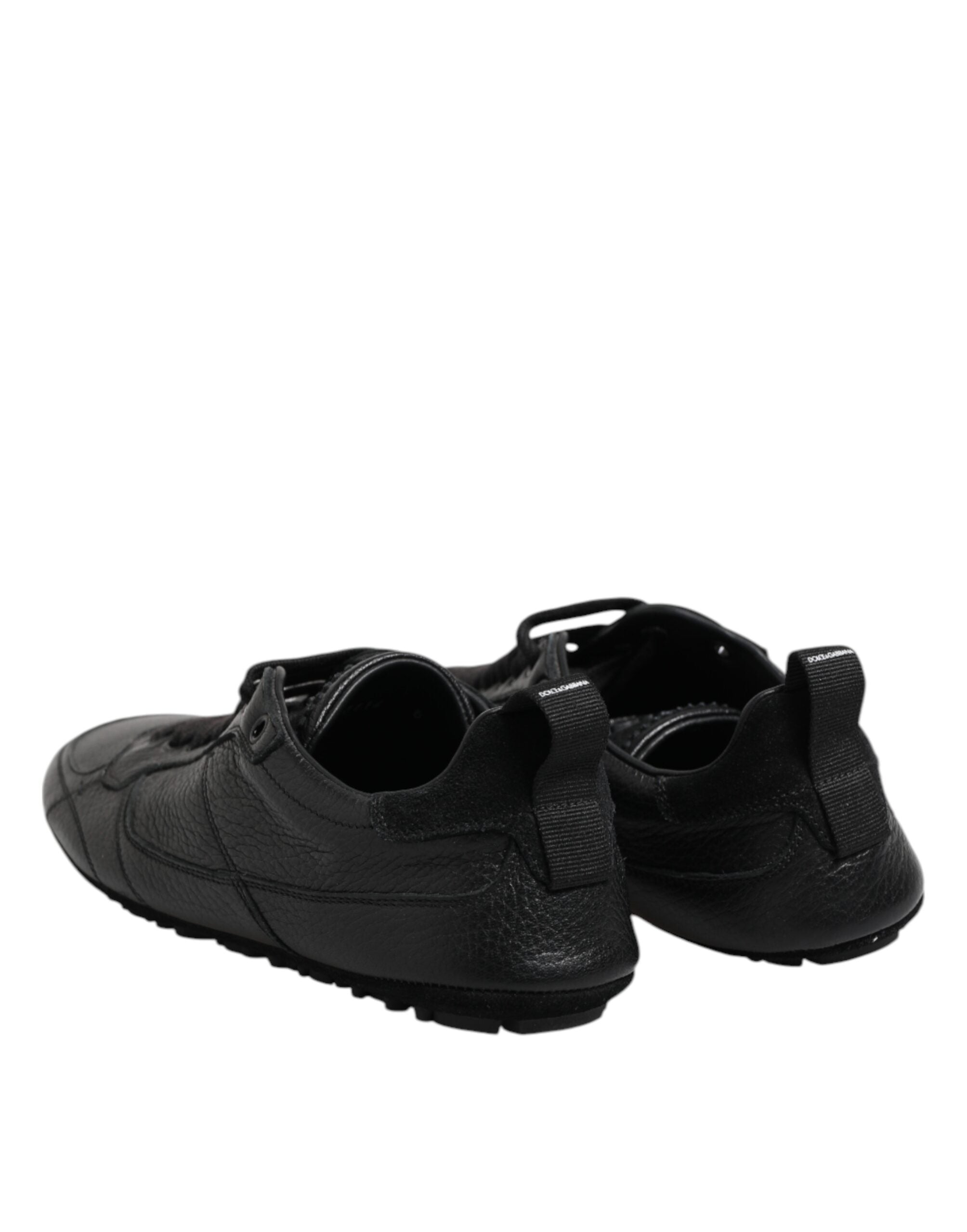 Dolce & Gabbana Black Leather Lace Up Low Top Sneakers Shoes