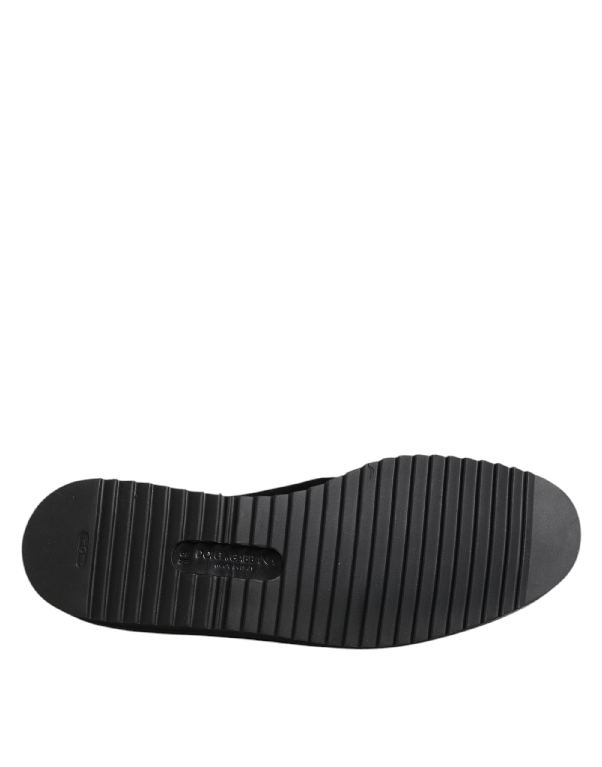 Dolce & Gabbana Black Embroidered Crown Loafers Shoes