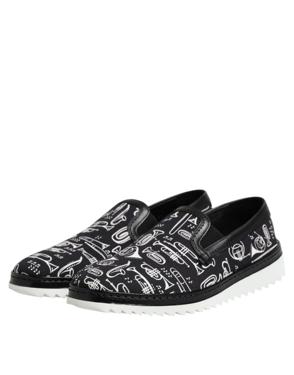 Dolce & Gabbana Black Slip On Printed Men Loafers Shoes