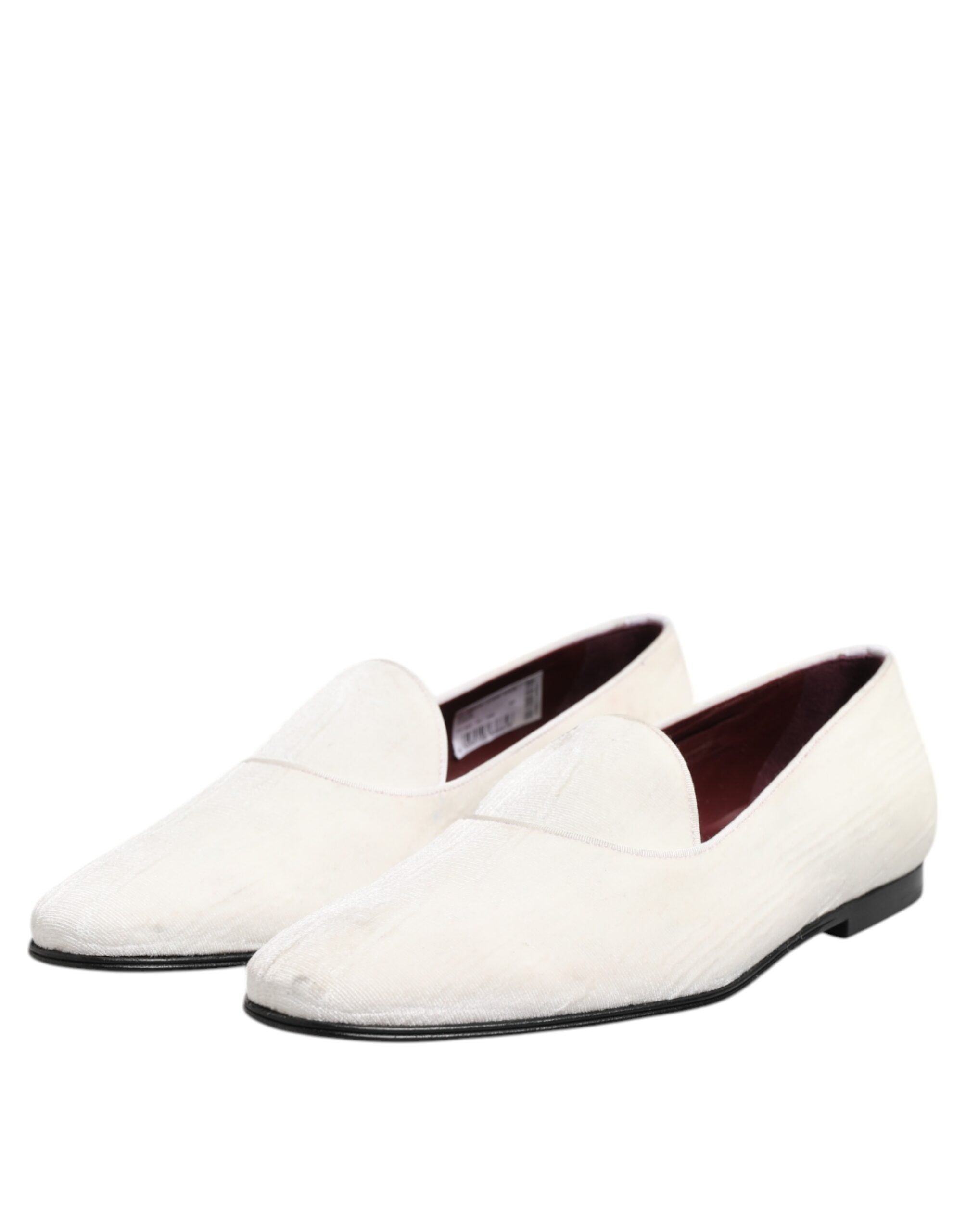 Dolce & Gabbana White Jacquard Men Slip On Men Loafers Shoes