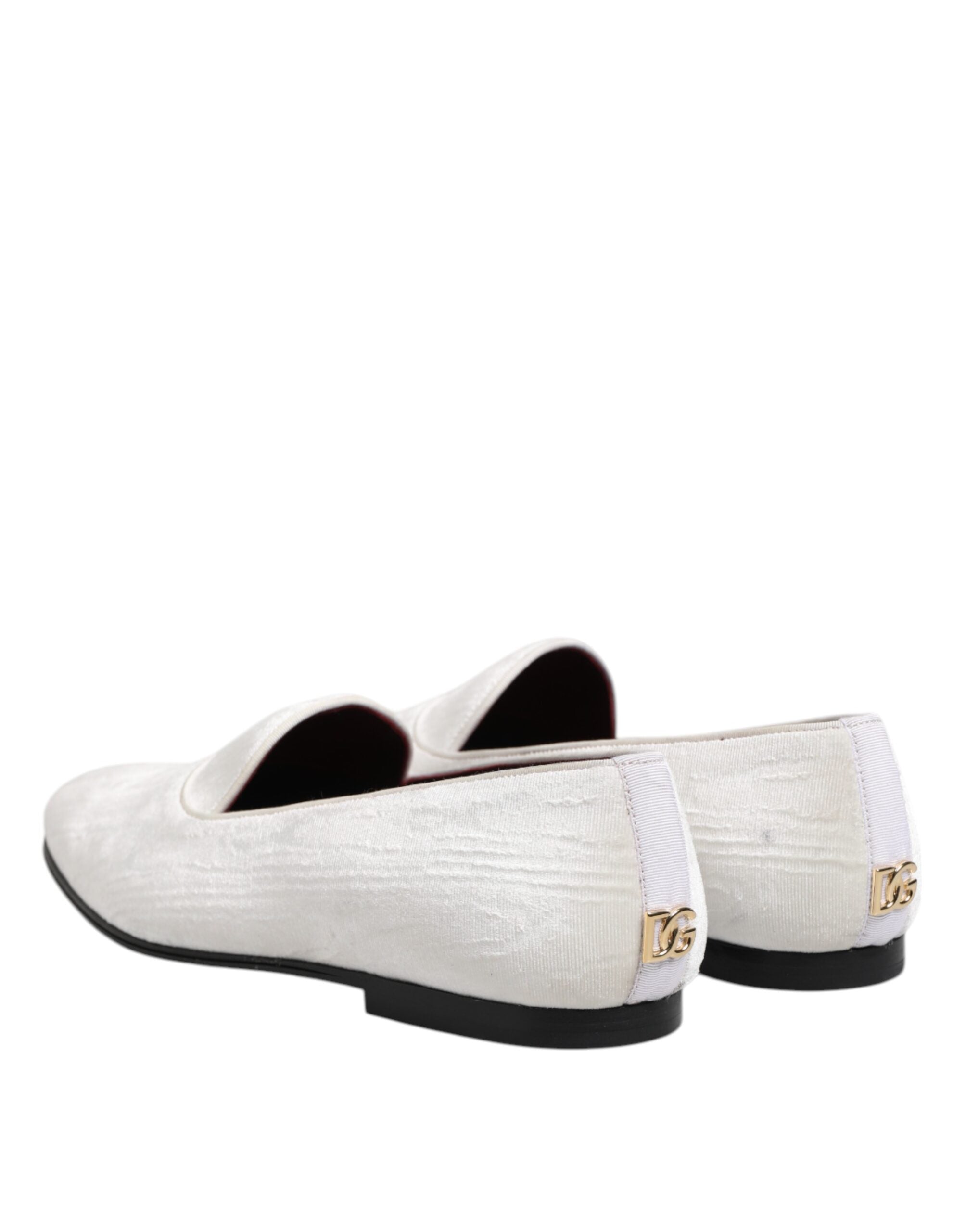 Dolce & Gabbana White Jacquard Men Slip On Men Loafers Shoes