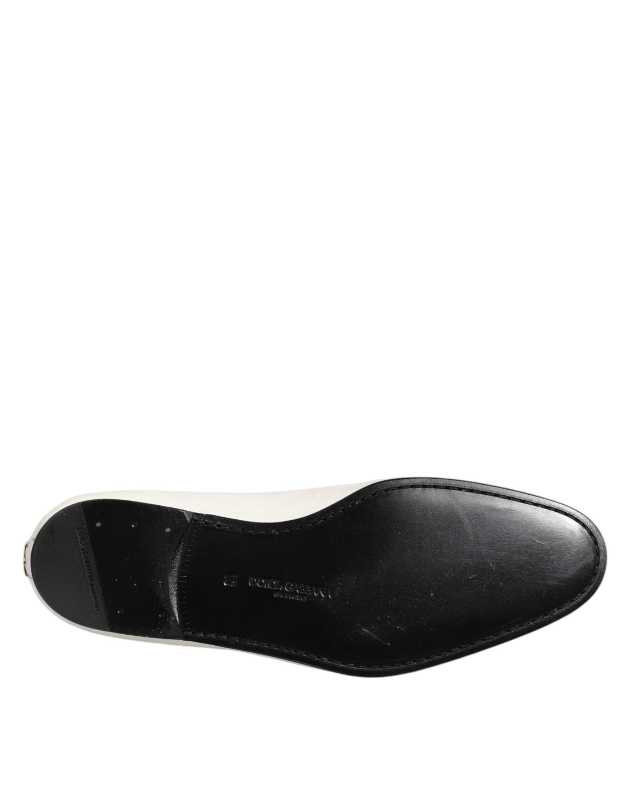 Dolce & Gabbana White Jacquard Men Slip On Men Loafers Shoes