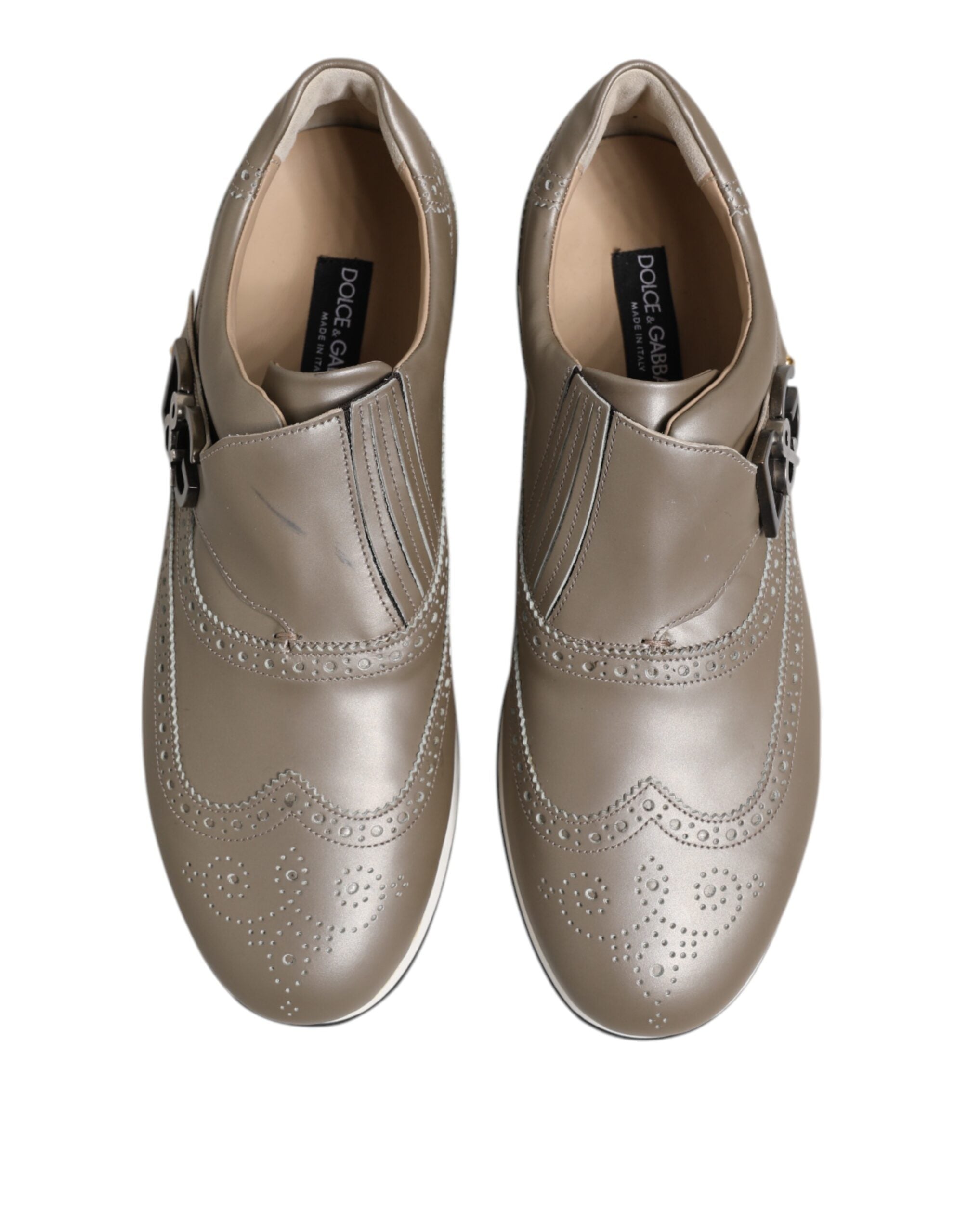 Dolce & Gabbana Brown Leather Men Low Top Sneakers Shoes