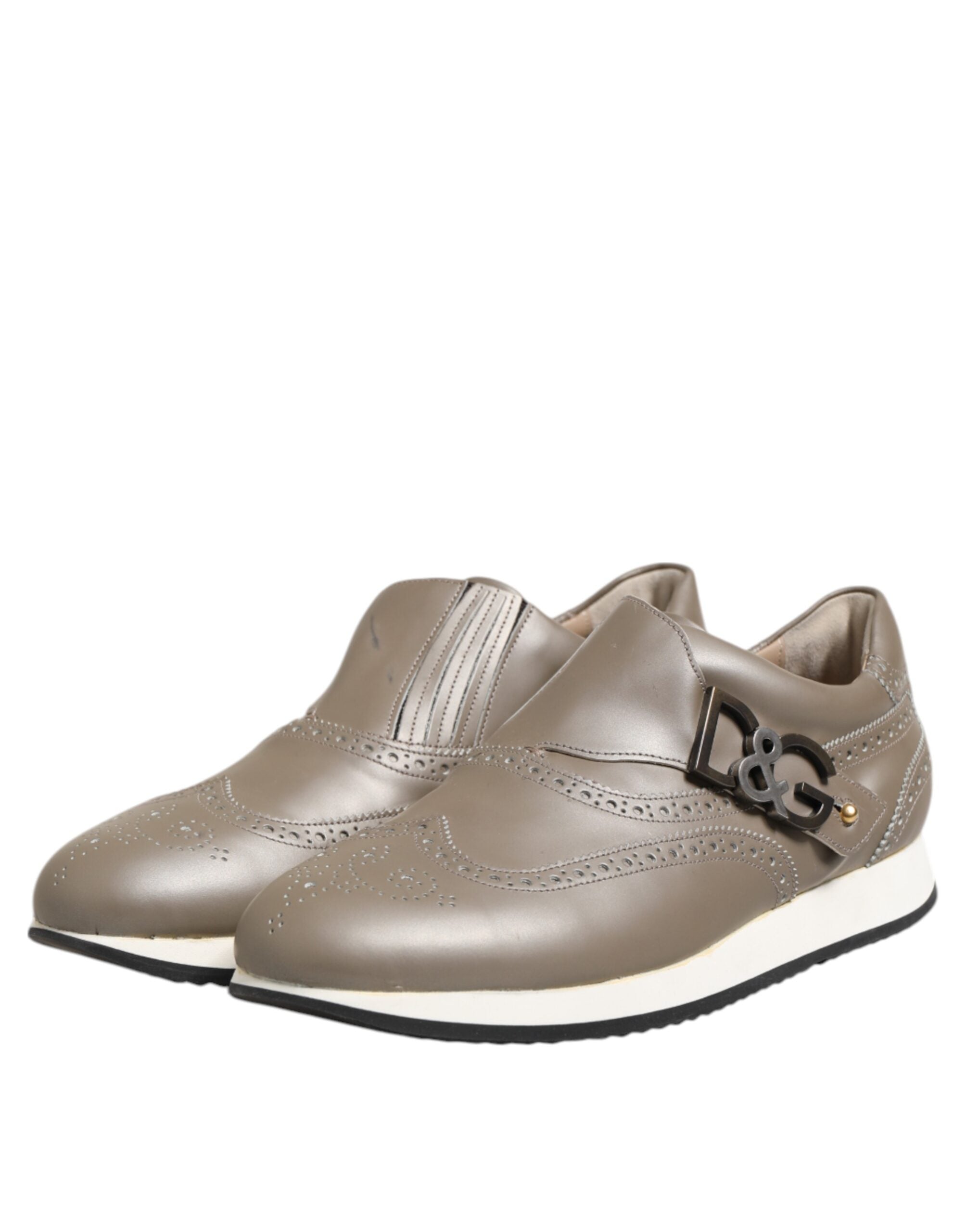 Dolce & Gabbana Brown Leather Men Low Top Sneakers Shoes