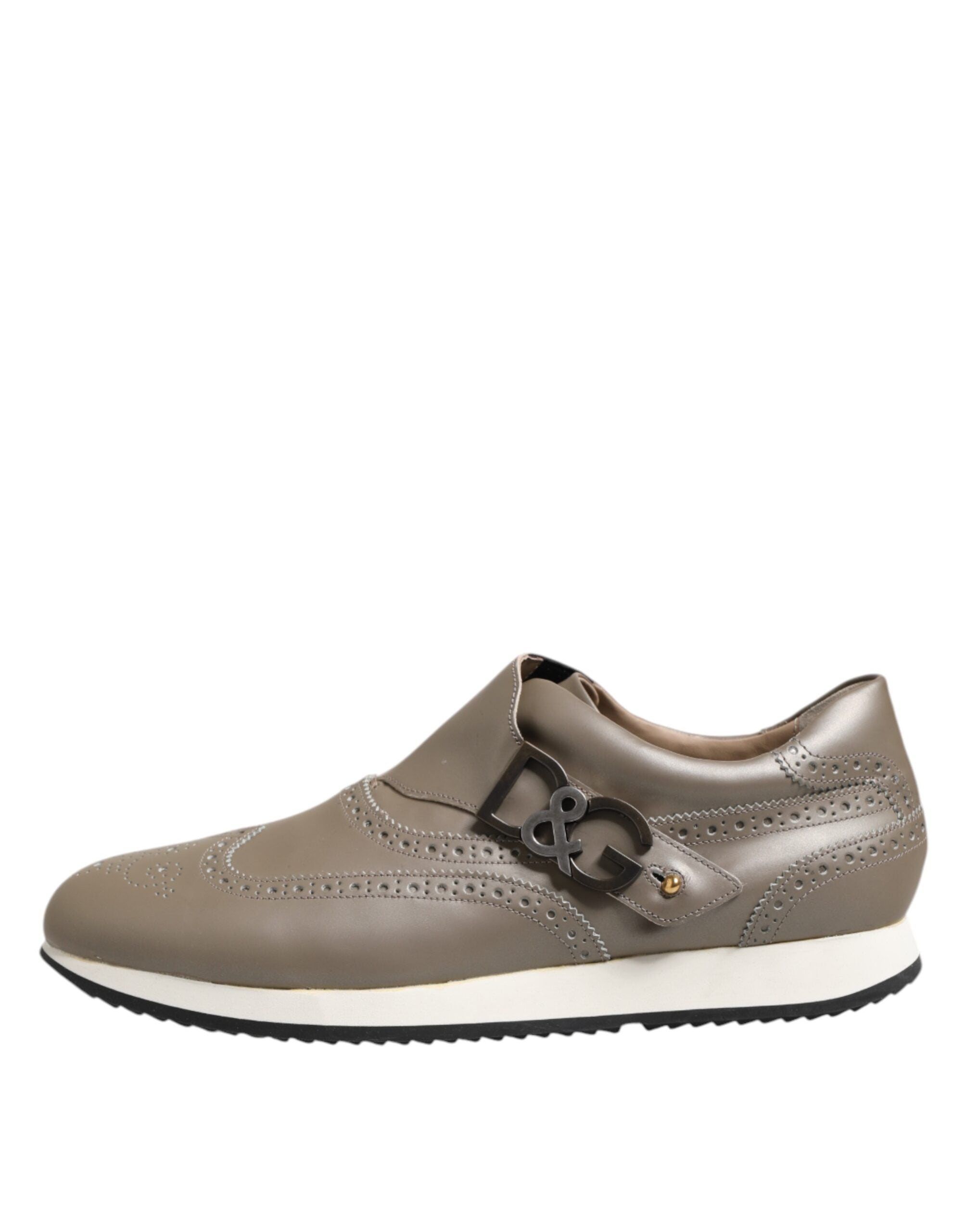 Dolce & Gabbana Brown Leather Men Low Top Sneakers Shoes