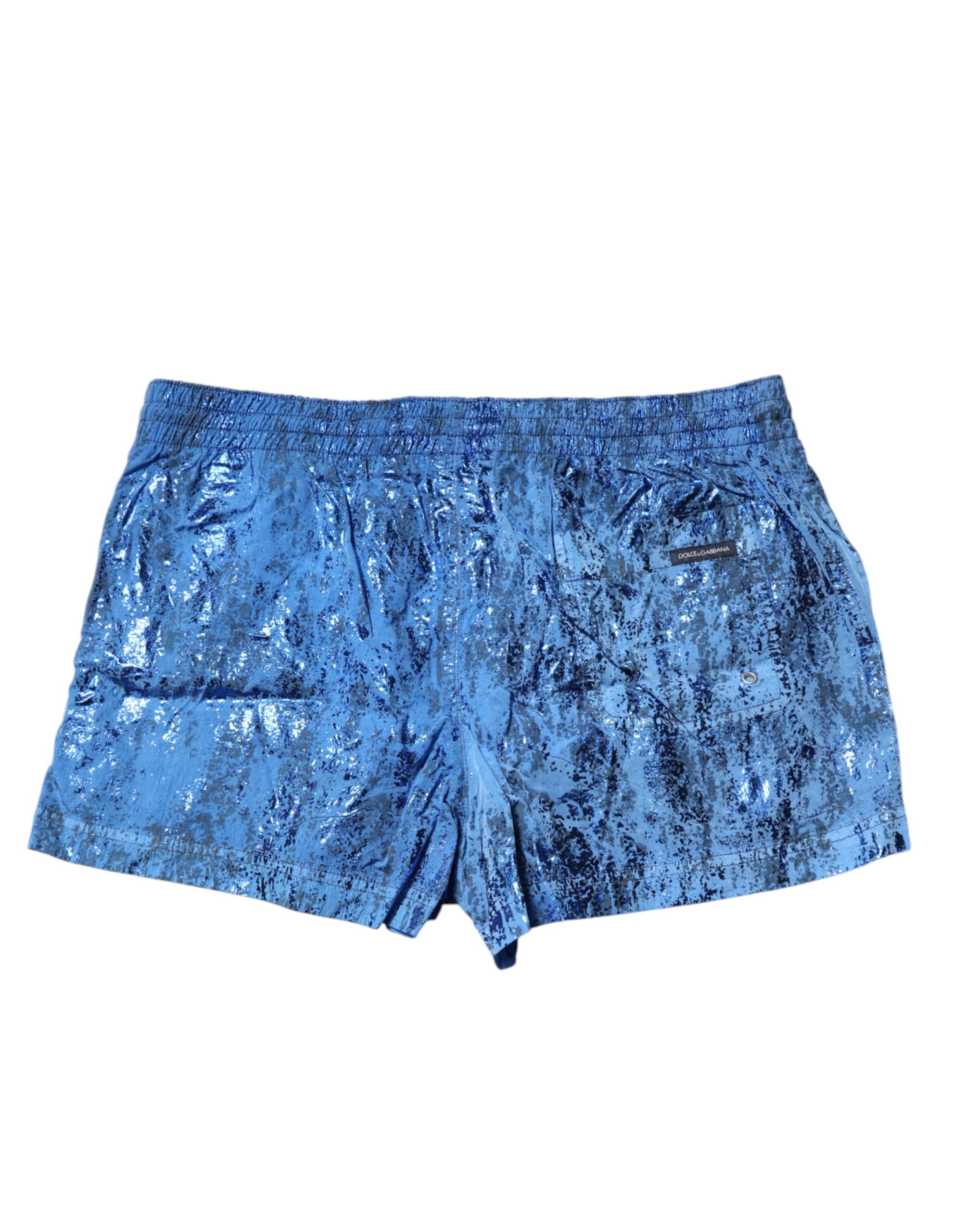 Dolce & Gabbana Blue Logo Drawstring Beachwear Shorts Swimwear