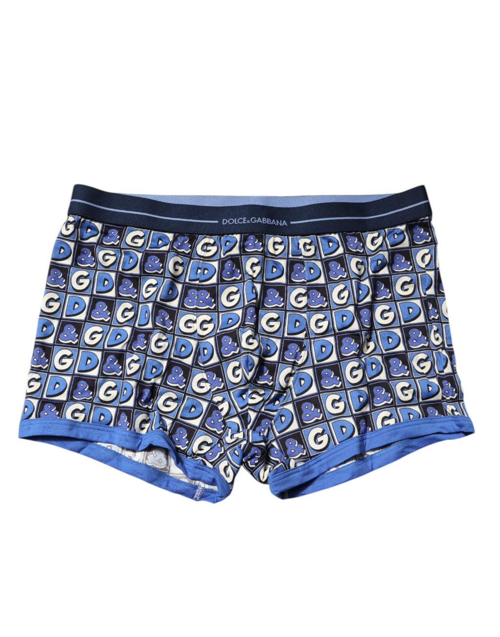 Dolce & Gabbana Blue Cotton Logo Print Regular Boxer Underwear