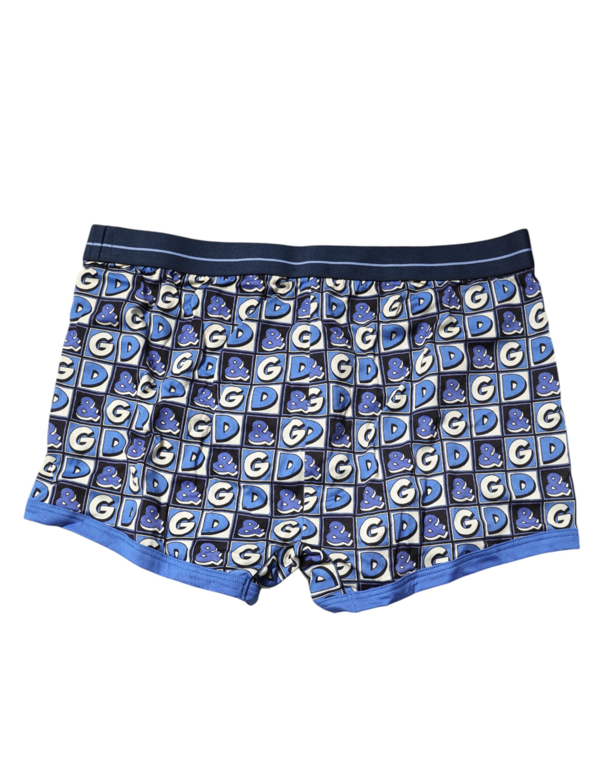 Dolce & Gabbana Blue Cotton Logo Print Regular Boxer Underwear