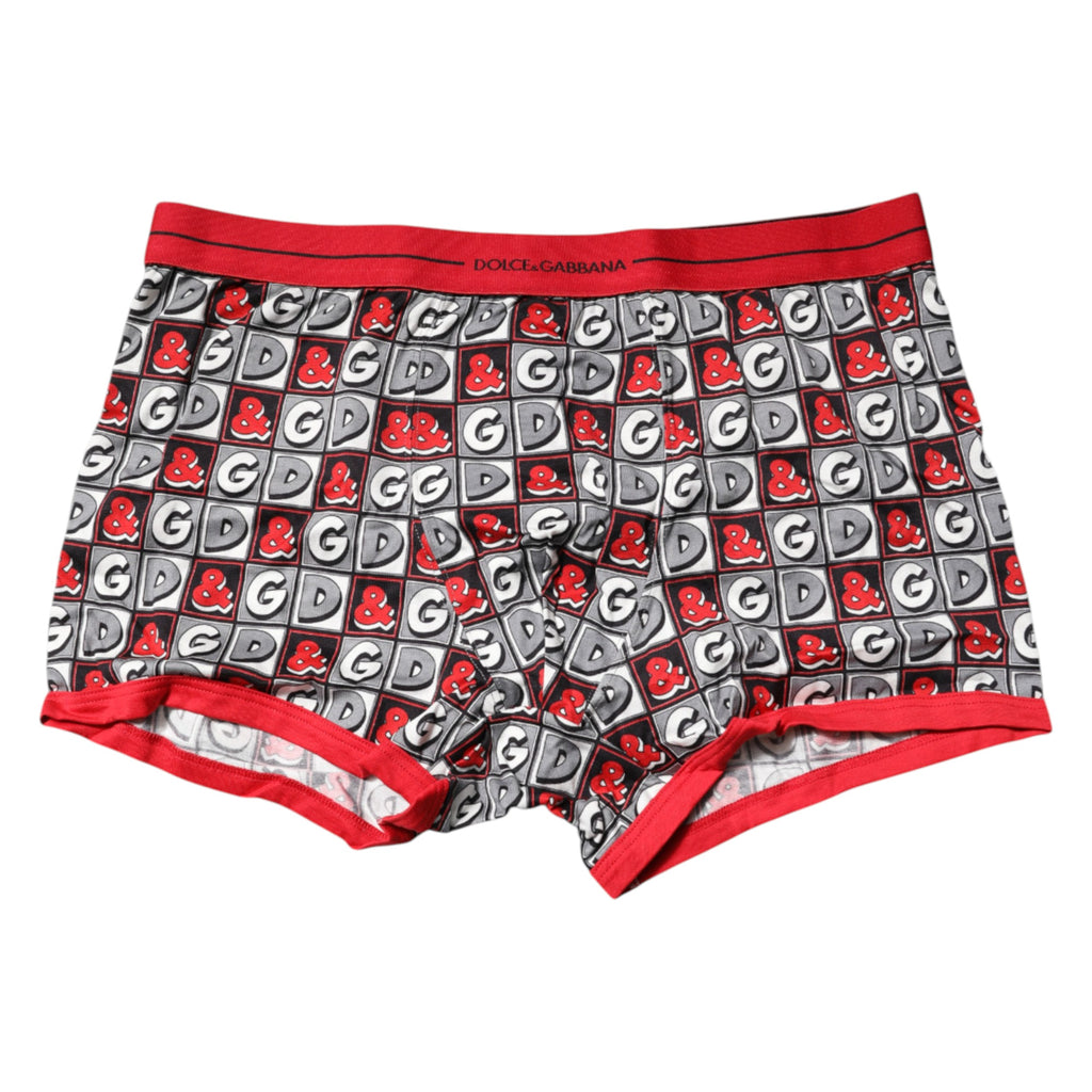 Dolce & Gabbana Red Cotton Logo Print Regular Boxer Underwear