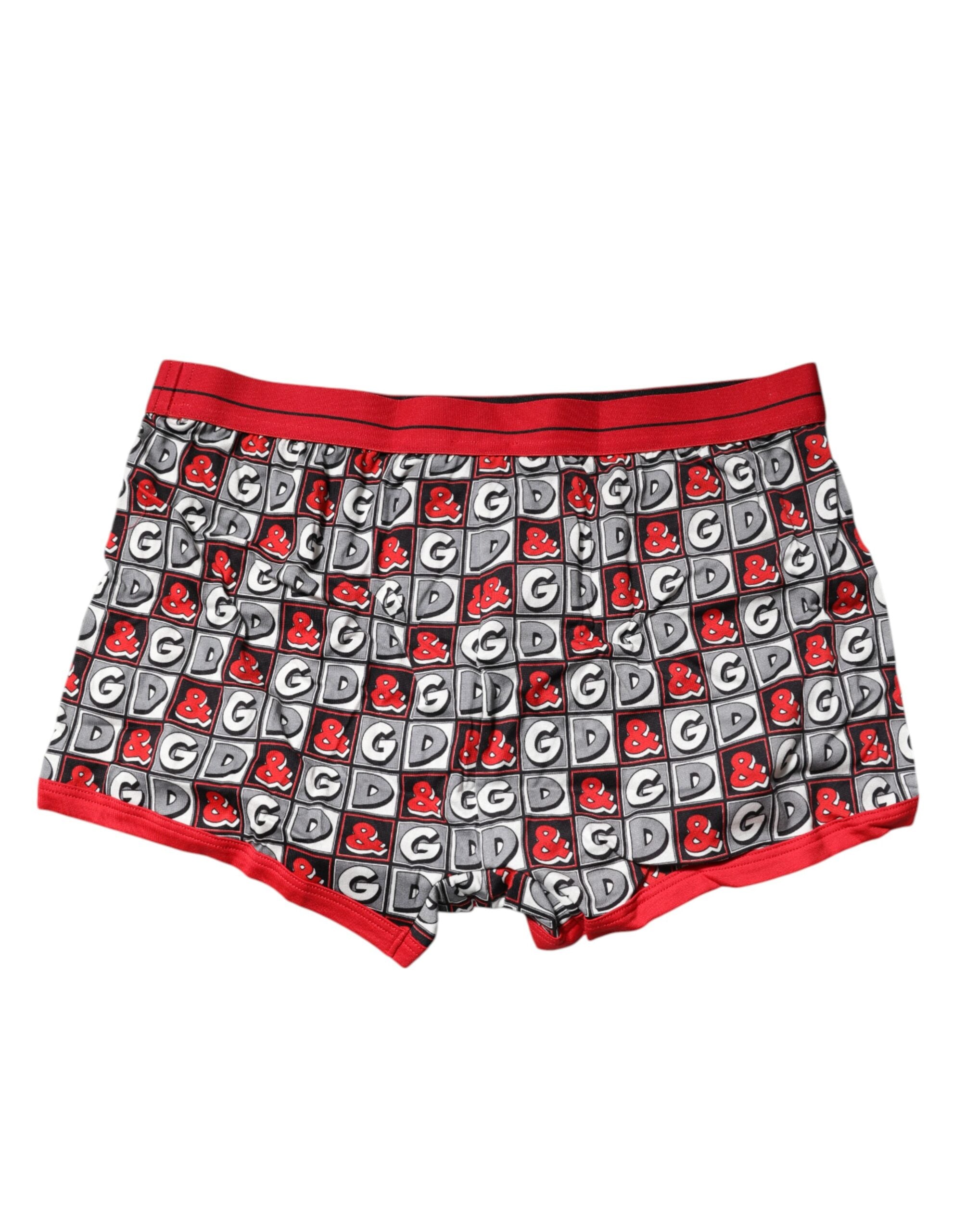Dolce & Gabbana Red Cotton Logo Print Regular Boxer Underwear