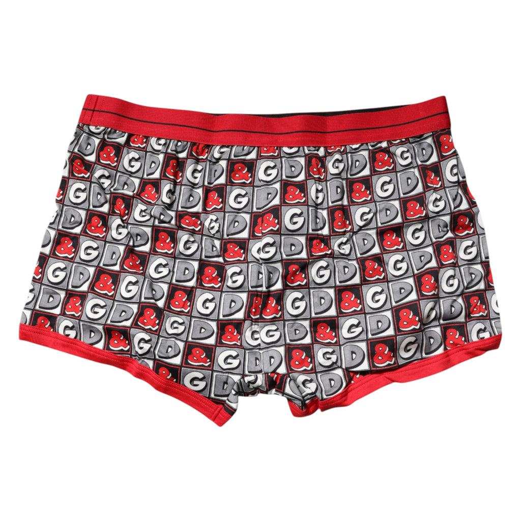 Dolce & Gabbana Red Cotton Logo Print Regular Boxer Underwear