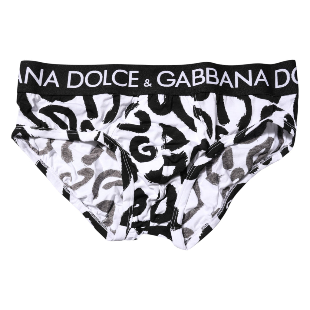 Dolce & Gabbana Black White Logo Print Regular Brief Underwear