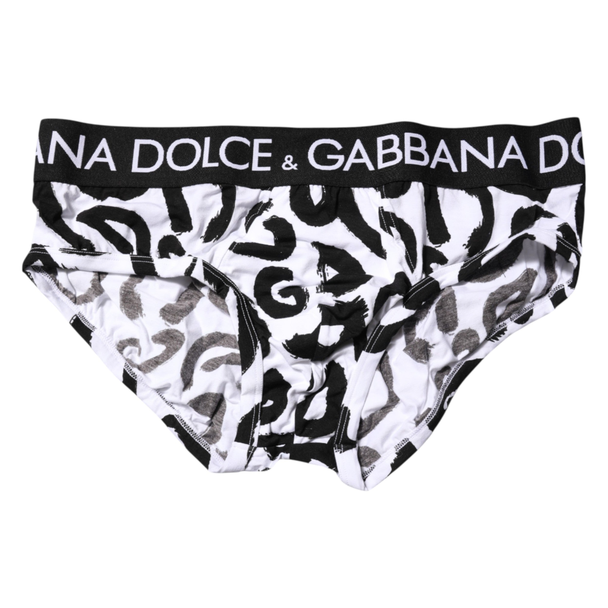 Dolce & Gabbana Black White Logo Print Regular Brief Underwear