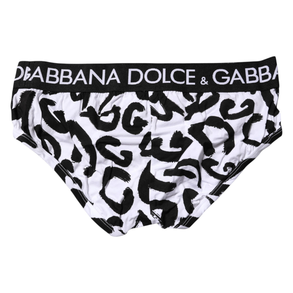 Dolce & Gabbana Black White Logo Print Regular Brief Underwear