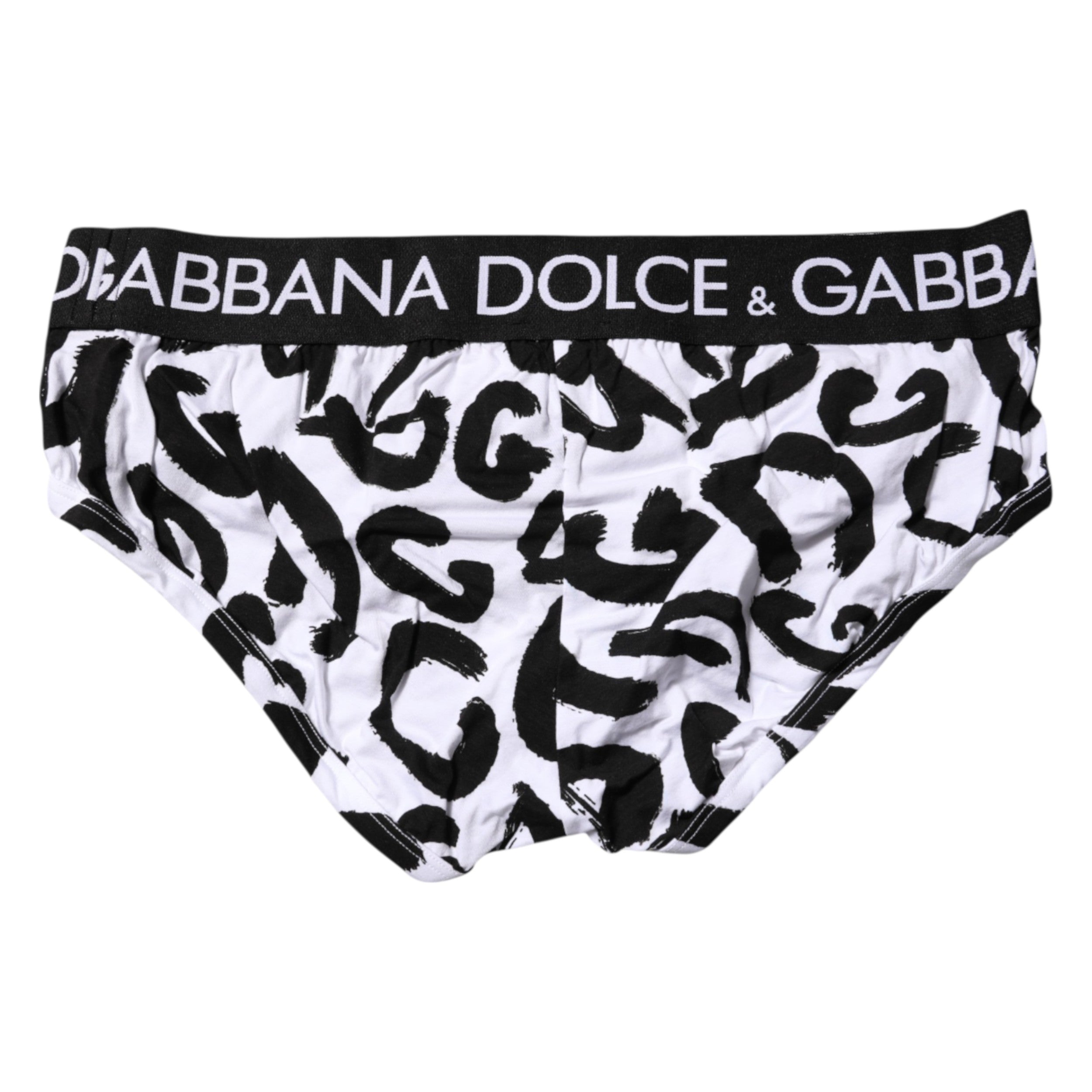 Dolce & Gabbana Black White Logo Print Regular Brief Underwear