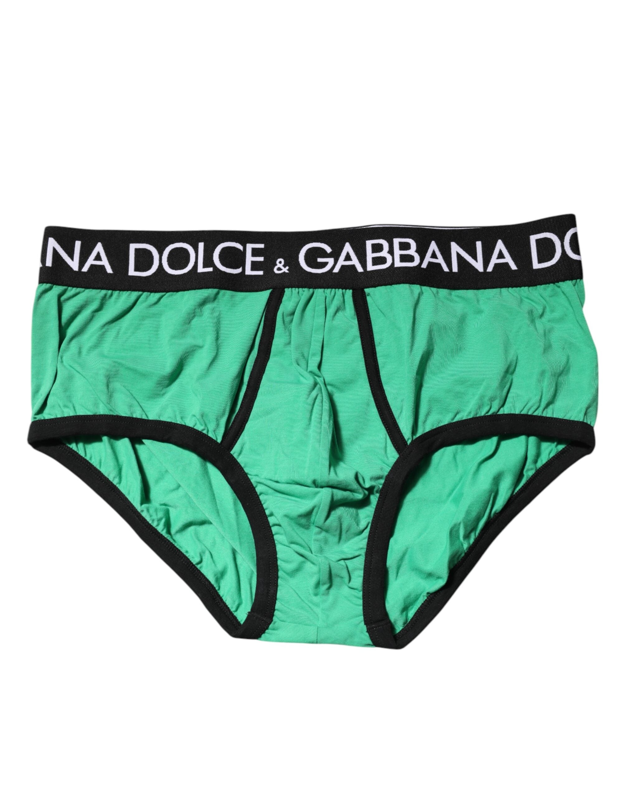 Dolce & Gabbana Green Cotton Stretch Regular Brief Underwear