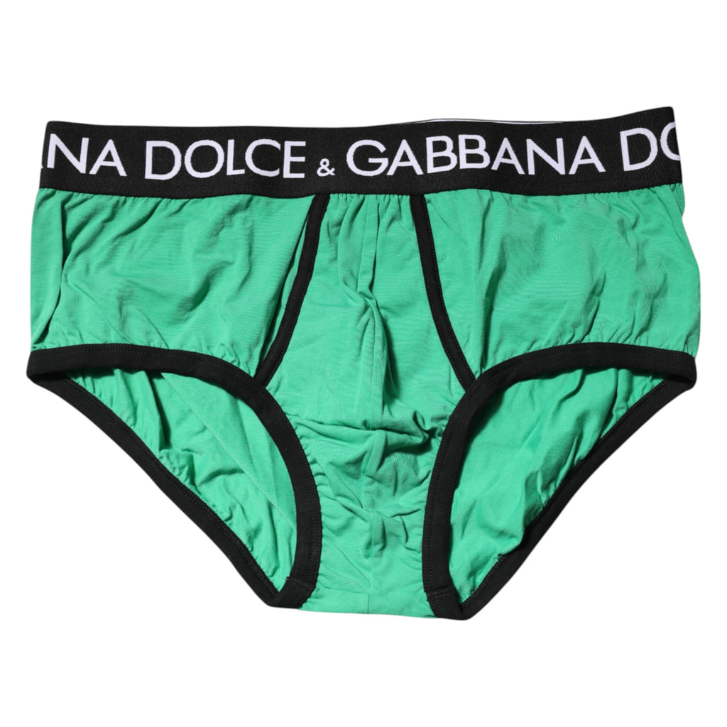 Dolce & Gabbana Green Cotton Stretch Regular Brief Underwear