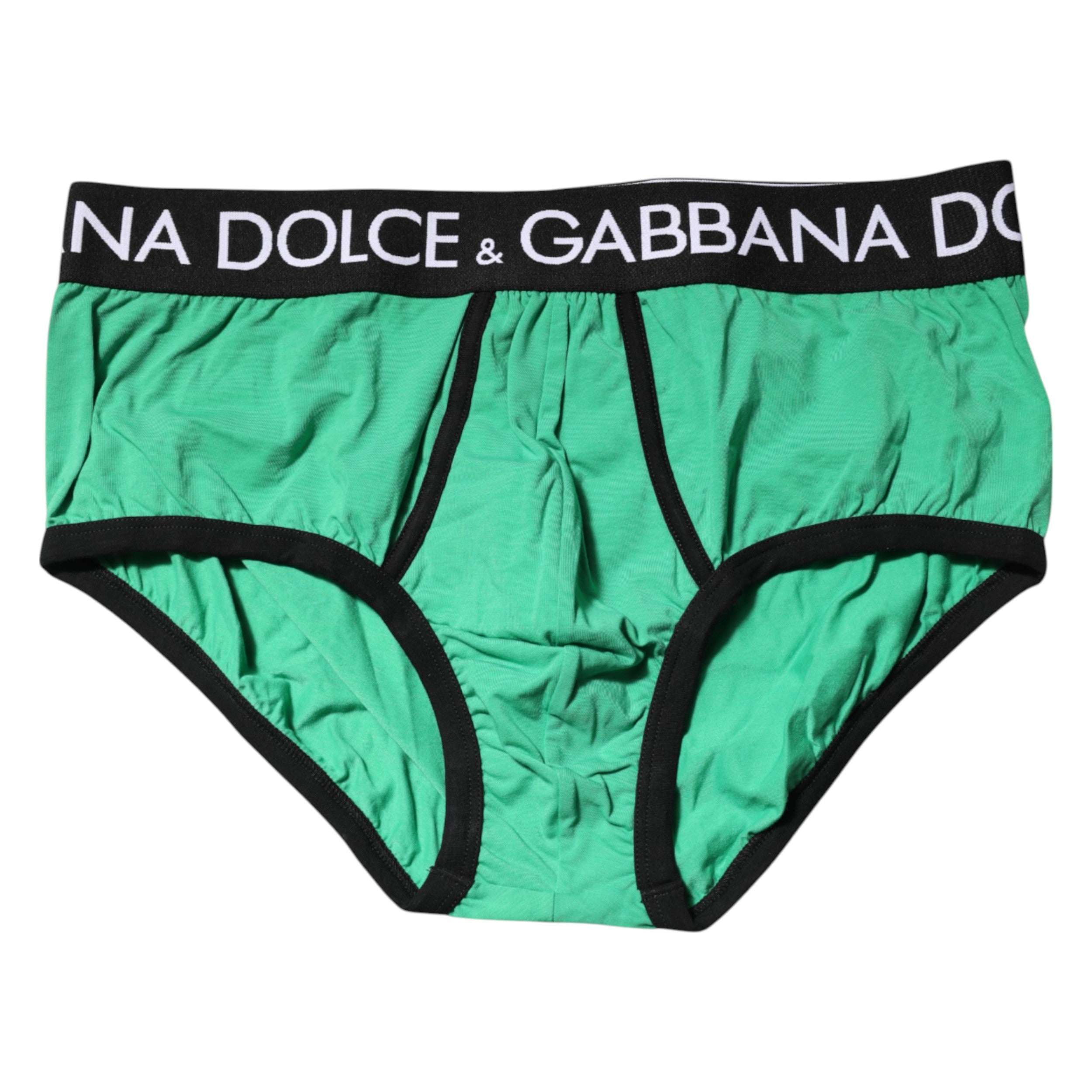 Dolce & Gabbana Green Cotton Stretch Regular Brief Underwear