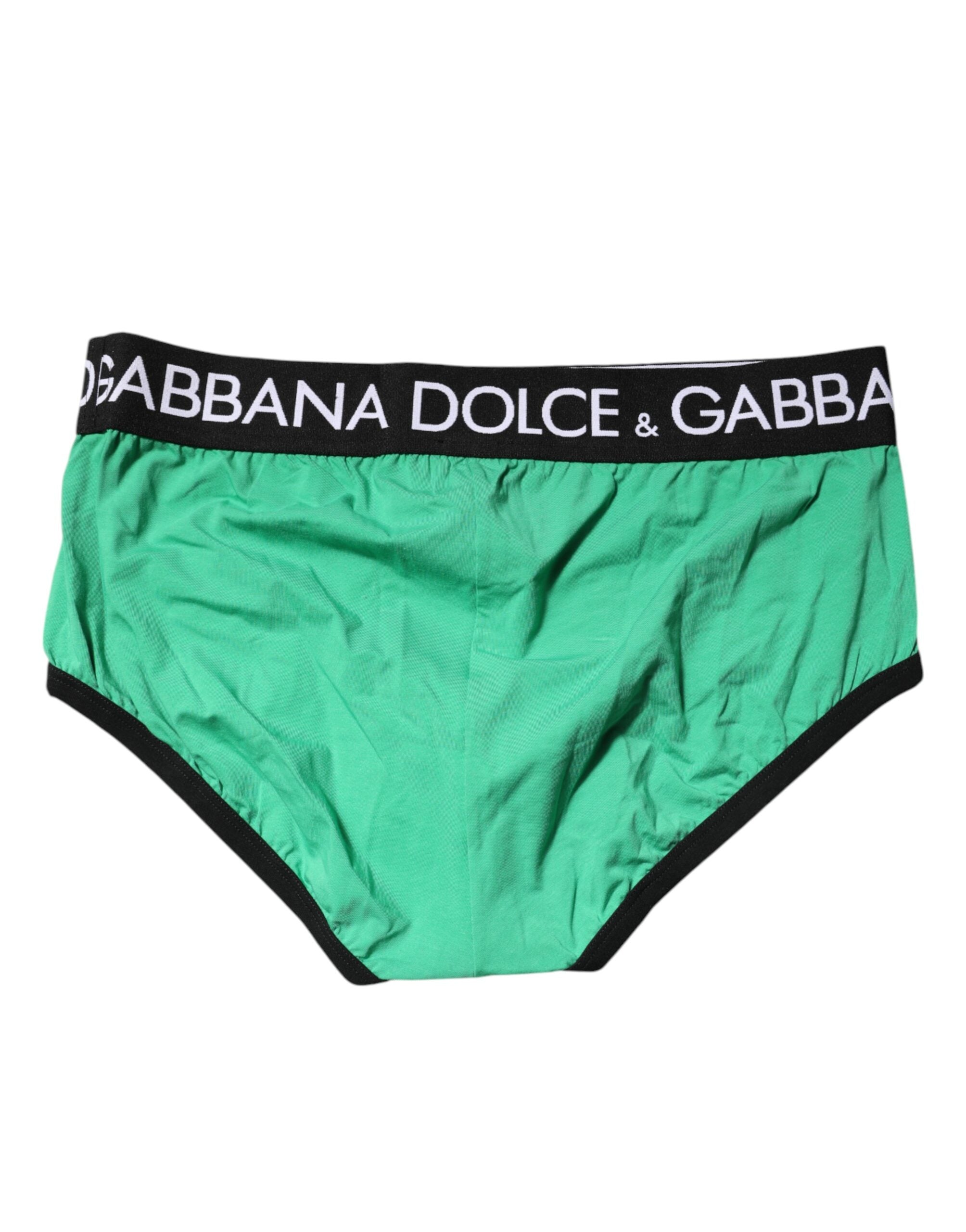Dolce & Gabbana Green Cotton Stretch Regular Brief Underwear