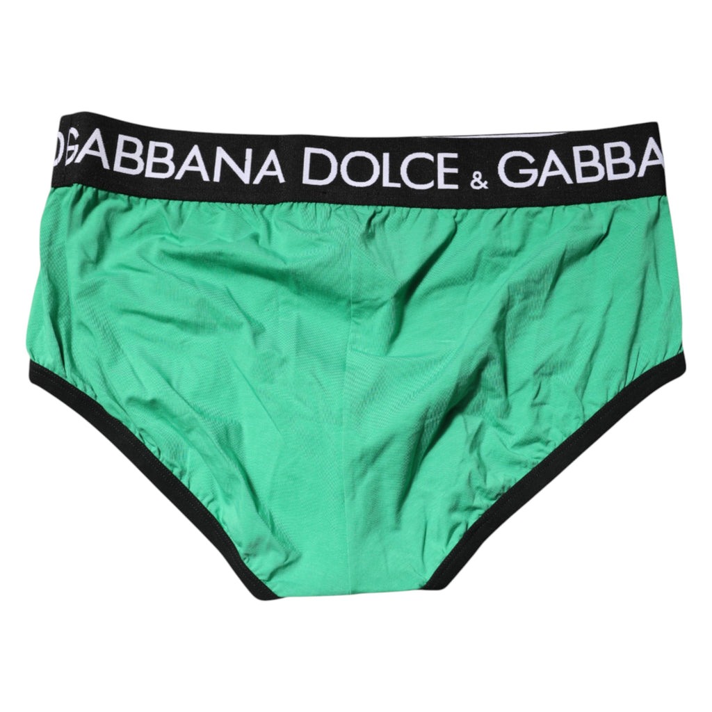 Dolce & Gabbana Green Cotton Stretch Regular Brief Underwear