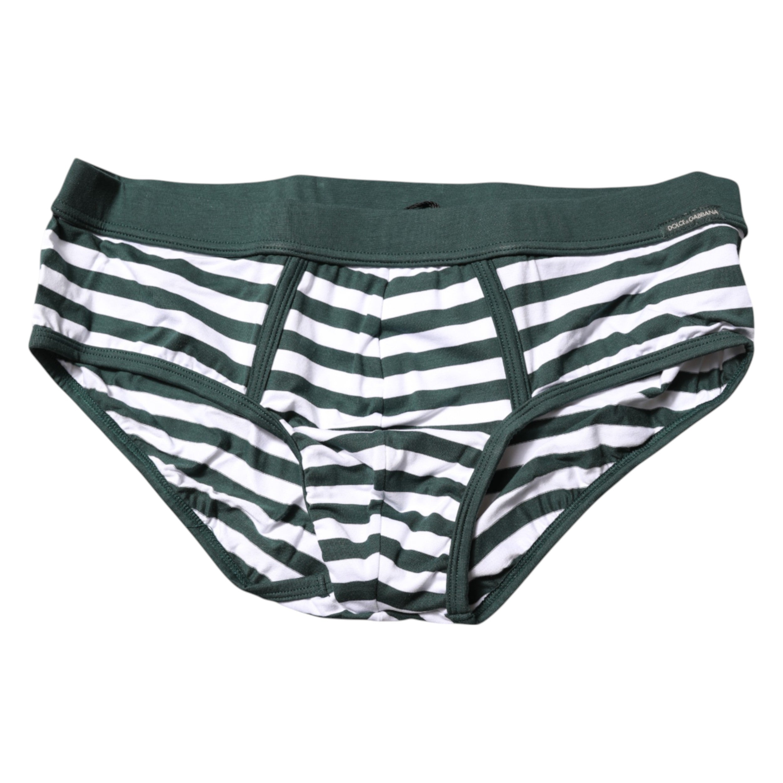 Dolce & Gabbana Green White Striped Men Regular Brief Underwear