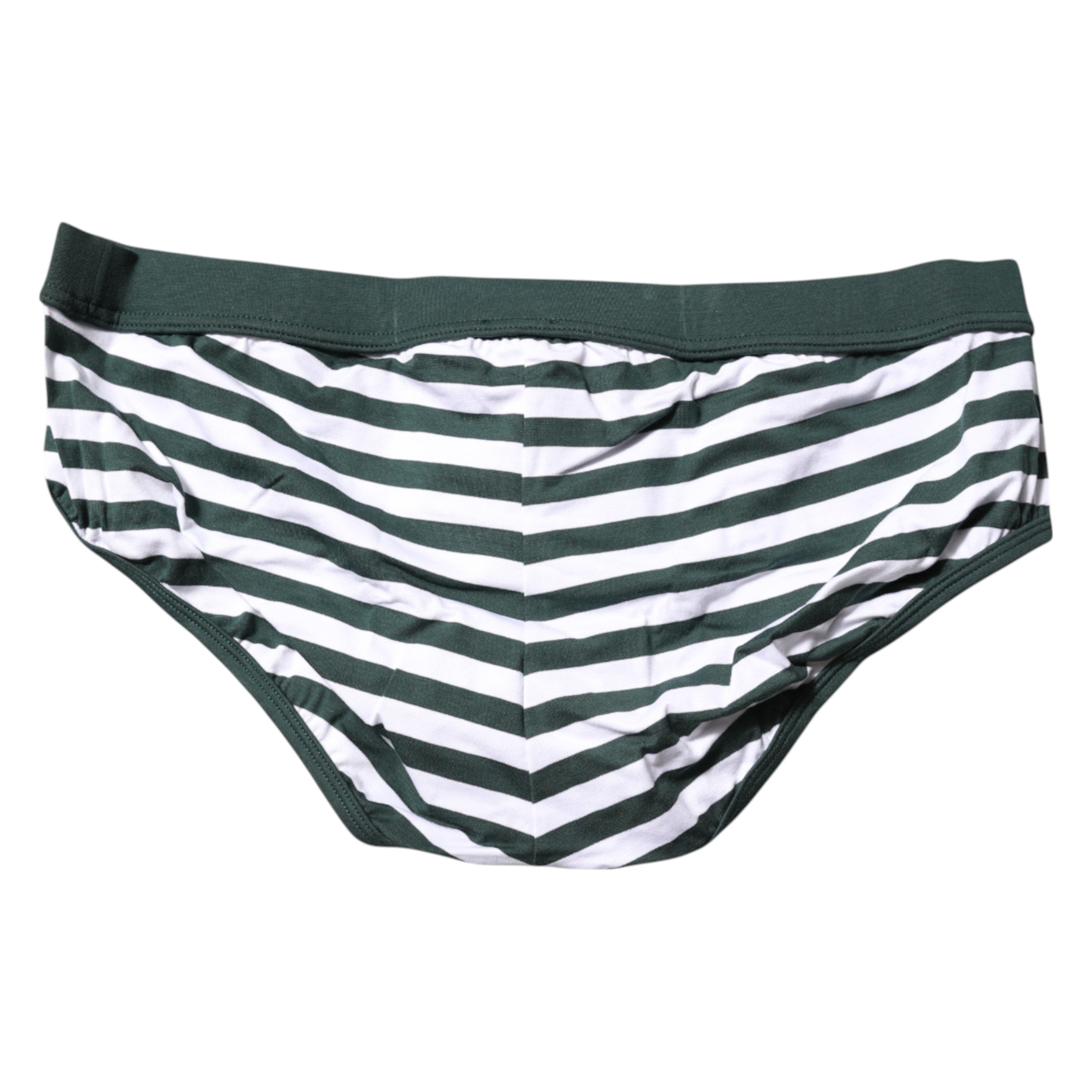 Dolce & Gabbana Green White Striped Men Regular Brief Underwear
