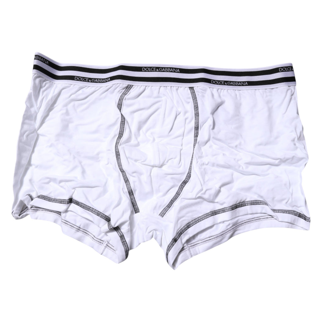 Dolce & Gabbana White Cotton Stretch Regular Boxer Underwear