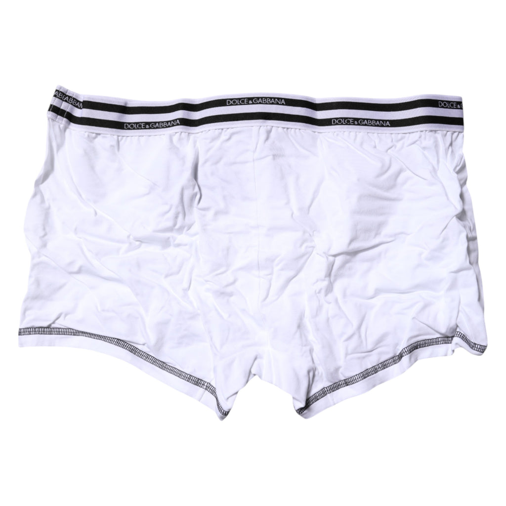 Dolce & Gabbana White Cotton Stretch Regular Boxer Underwear