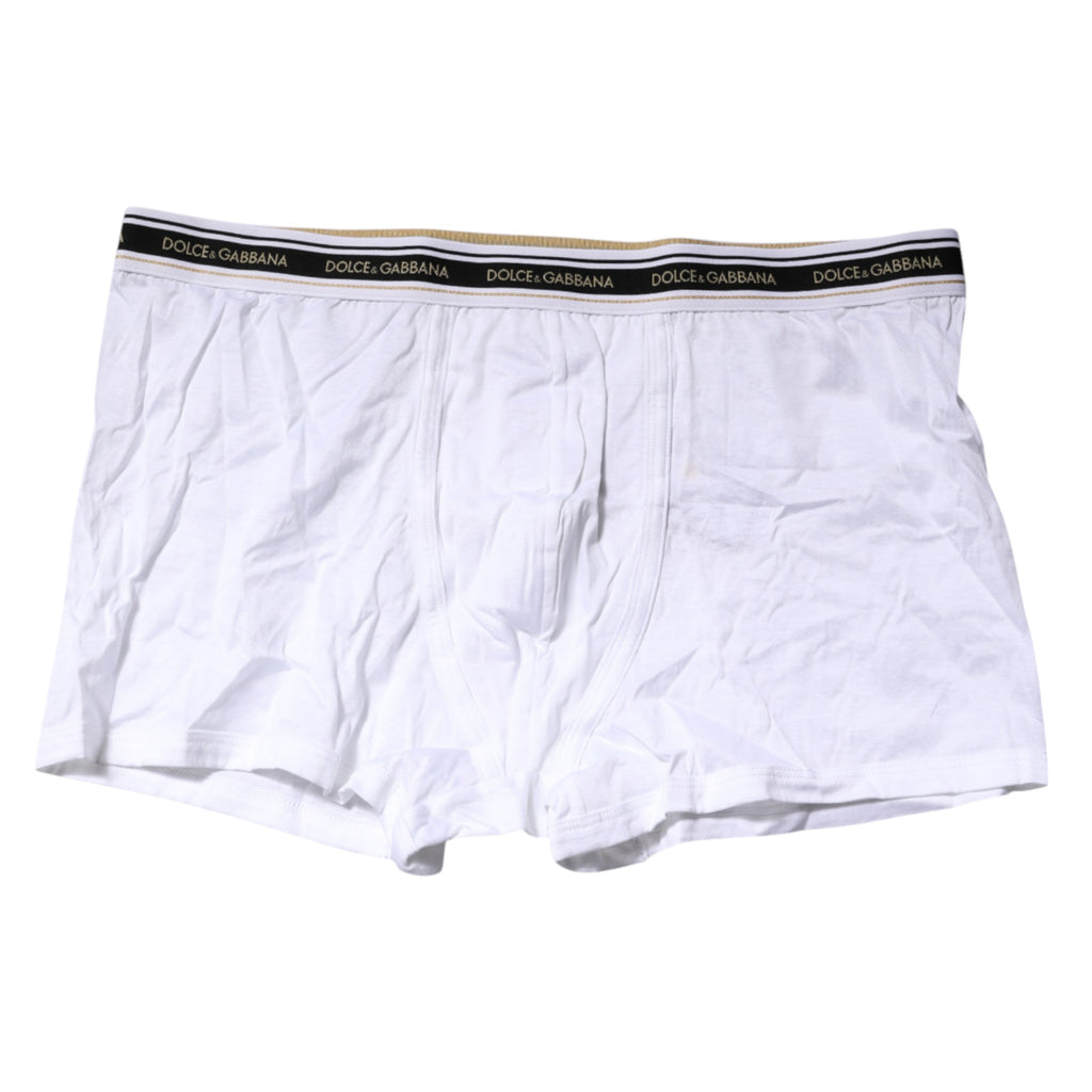 Dolce & Gabbana White Cotton Stretch Regular Boxer Underwear