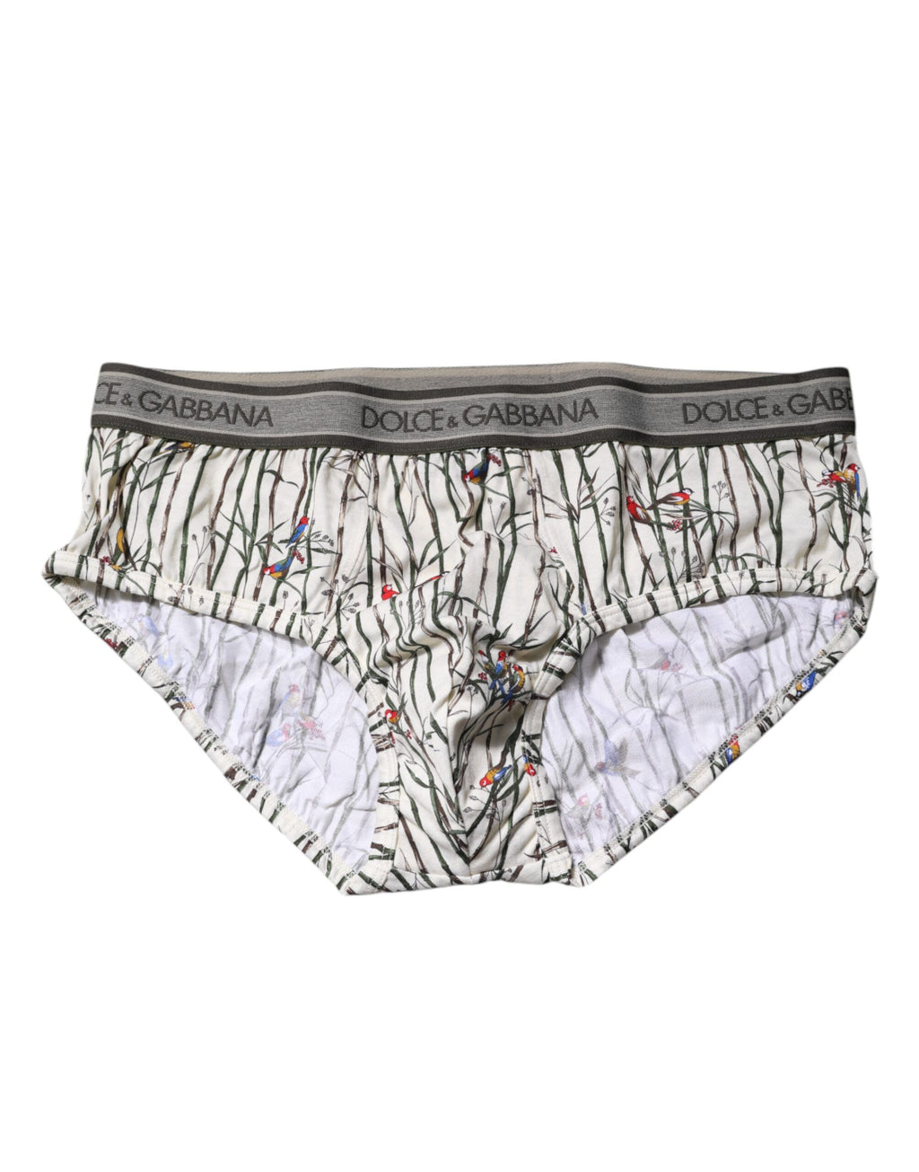 Dolce & Gabbana Ivory Bird Print Cotton Regular Brief Underwear