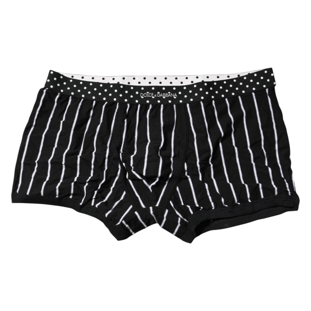 Dolce & Gabbana Black White Striped Regular Boxer Underwear